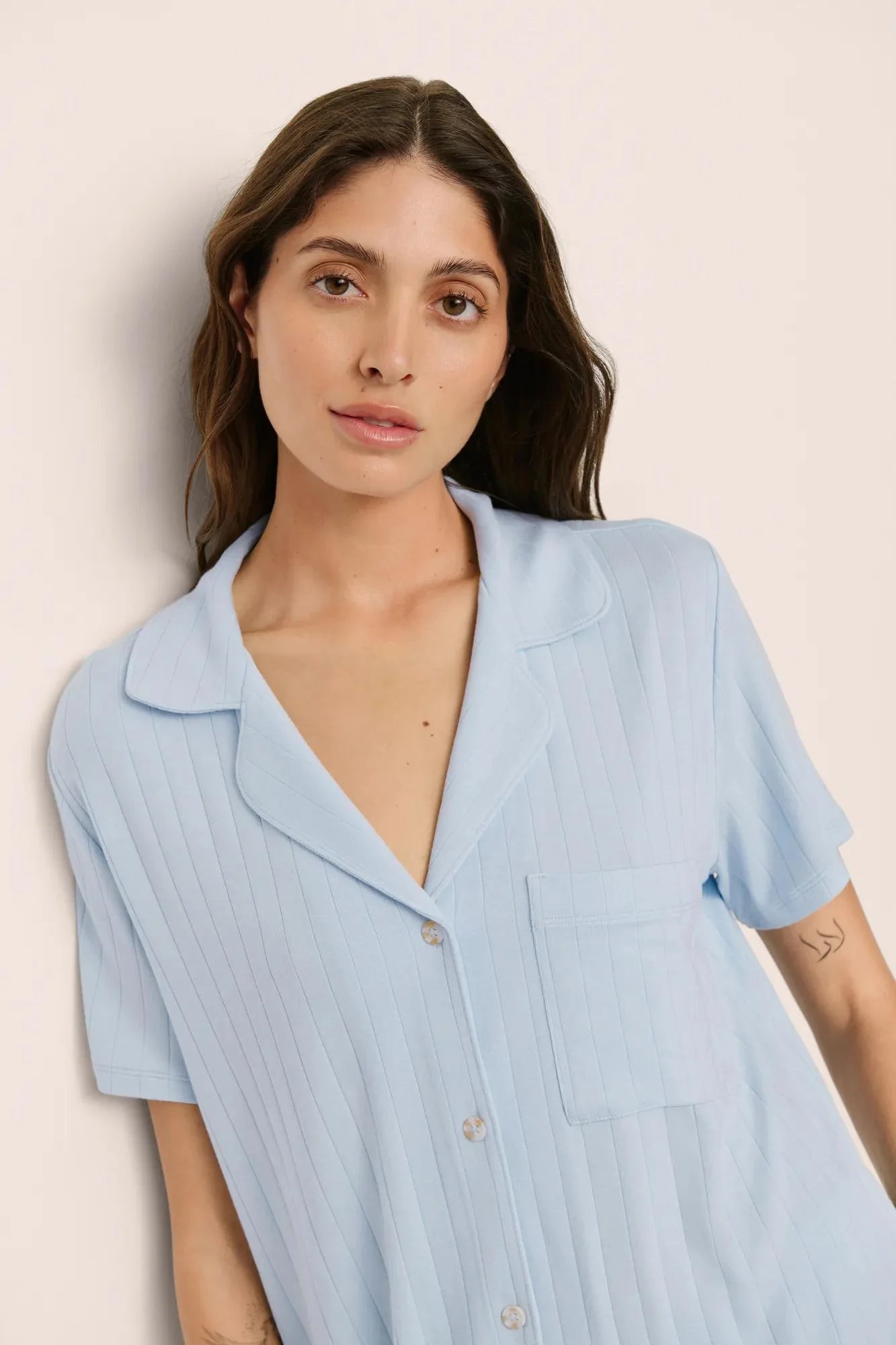 Eberjey Gisele Rib Relaxed Short Pj Set - Nantucket Breeze