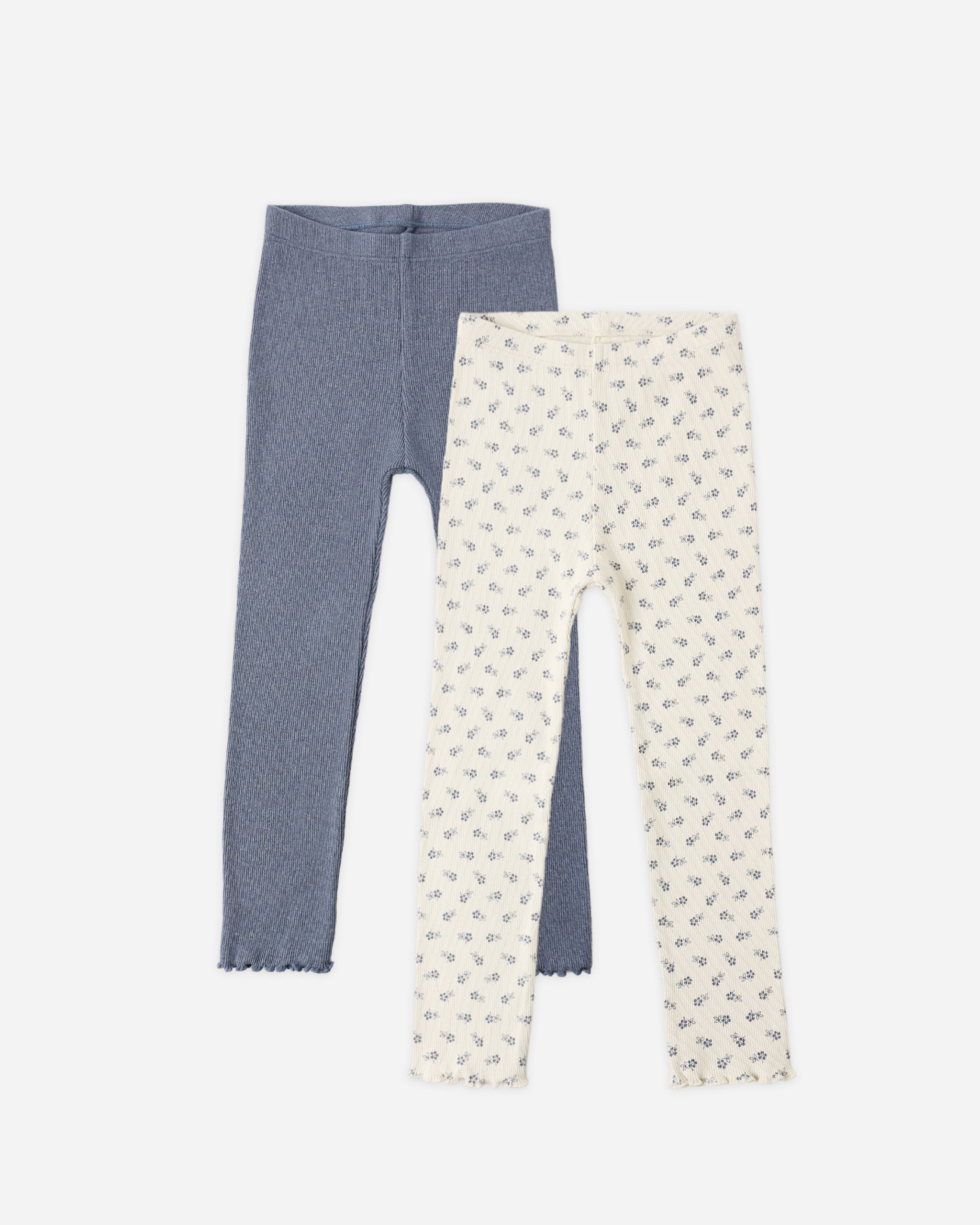 Rylee + Cru Play X Play Ribbed Legging Set - Natural Blue Ditsy, Heathered Marine