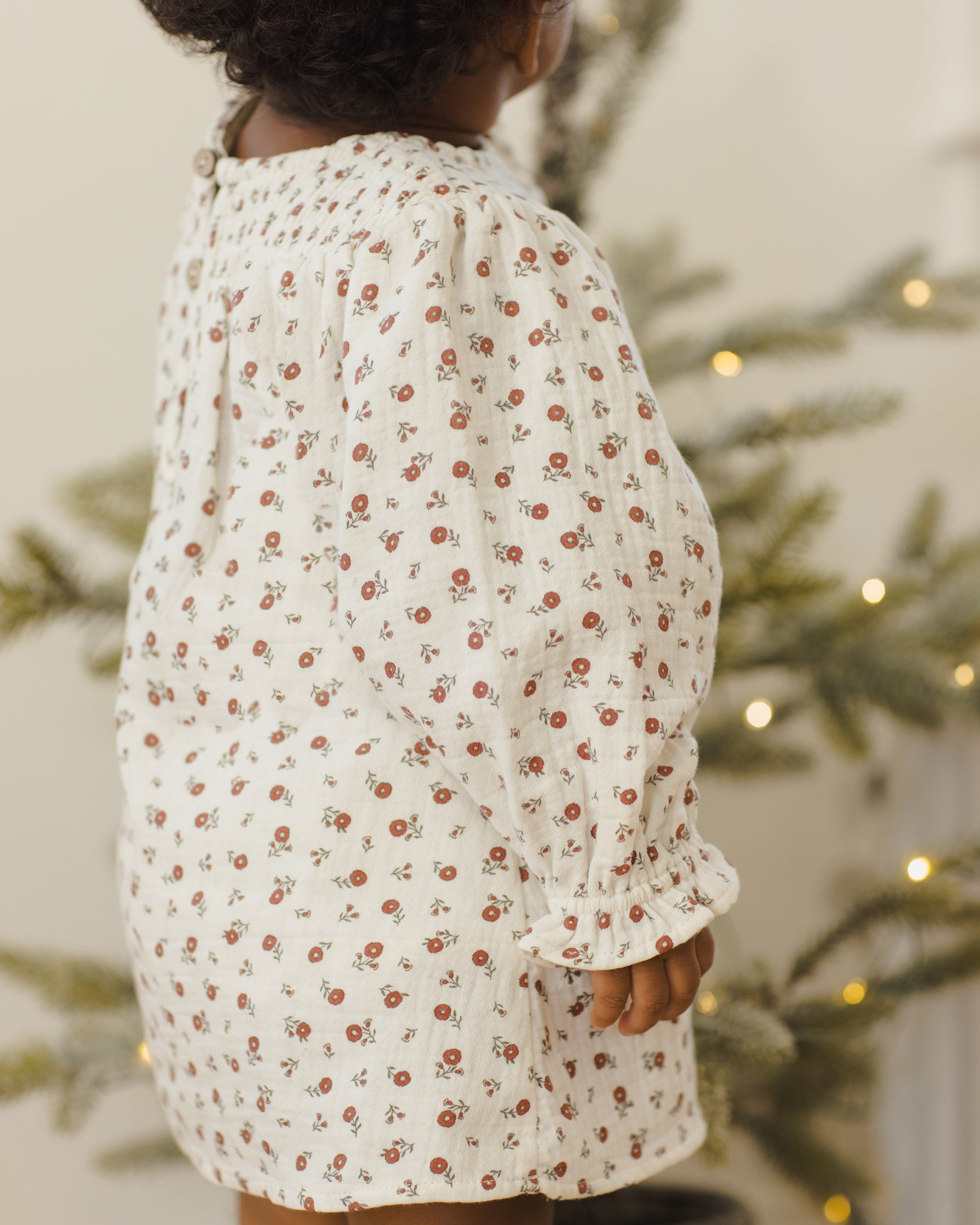 Quincy Mae V Smocked Dress - Winter Ditsy
