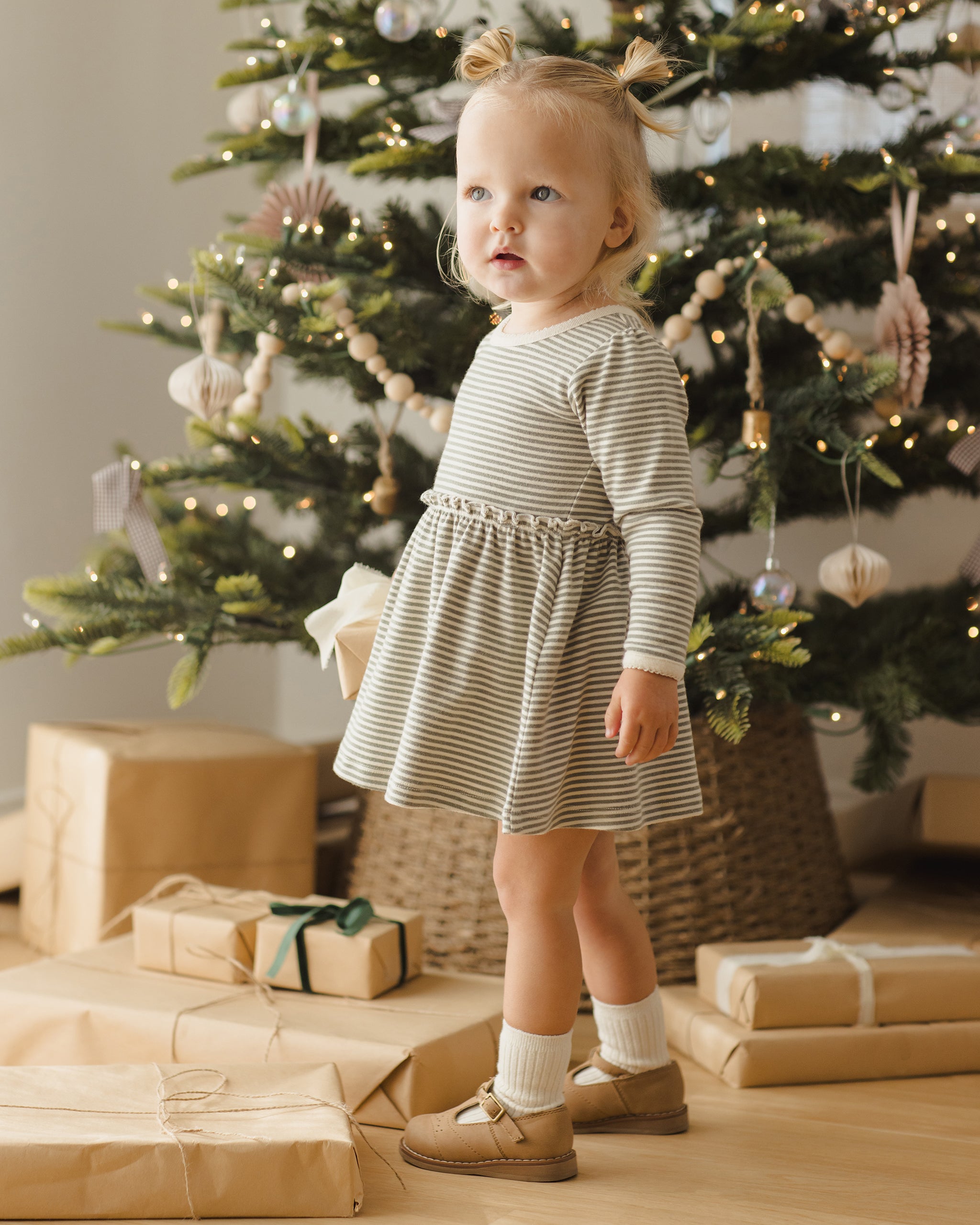 Quincy Mae Alda Dress - Forest Stripe
