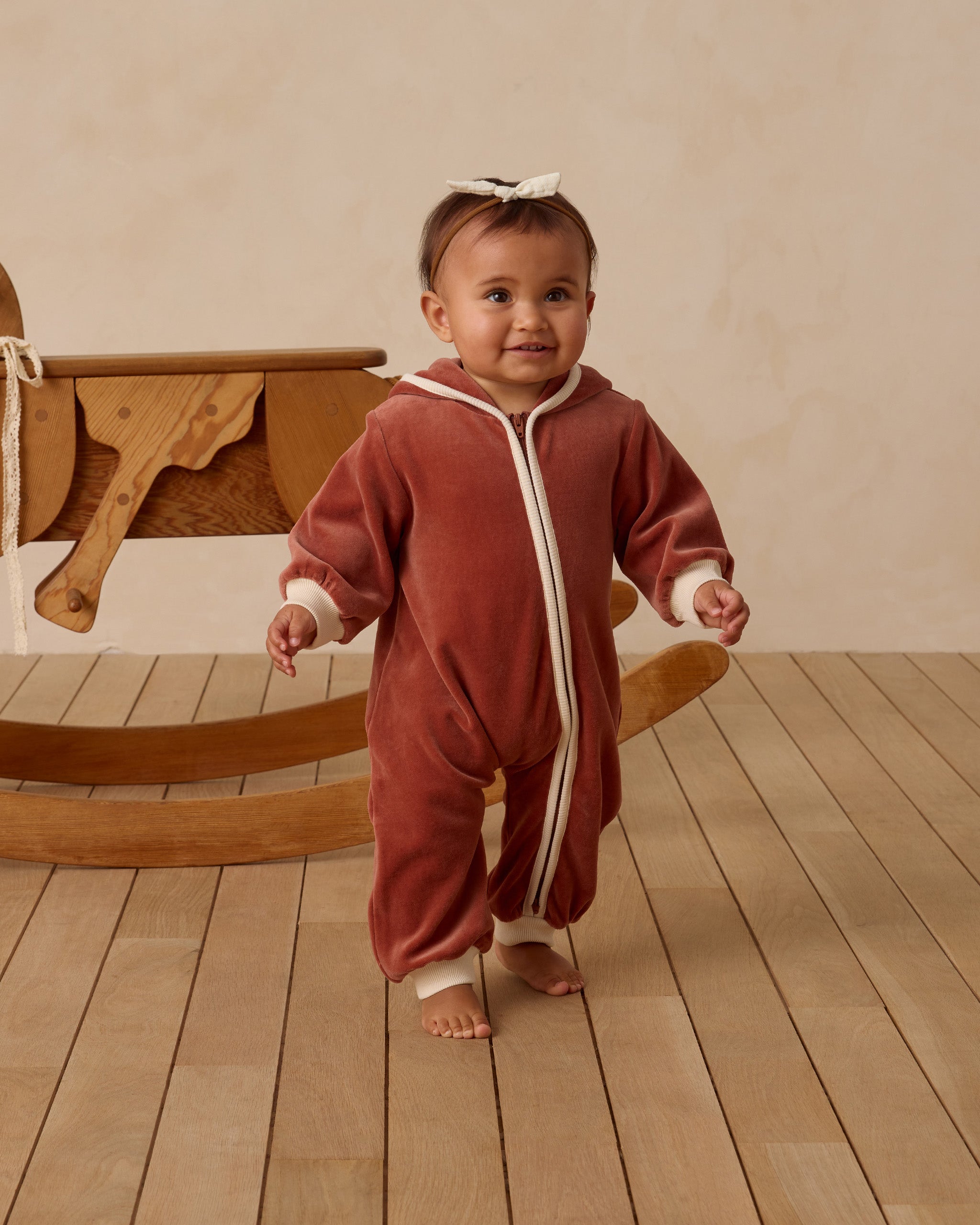 Quincy Mae Velour Zip Jumpsuit - Cranberry