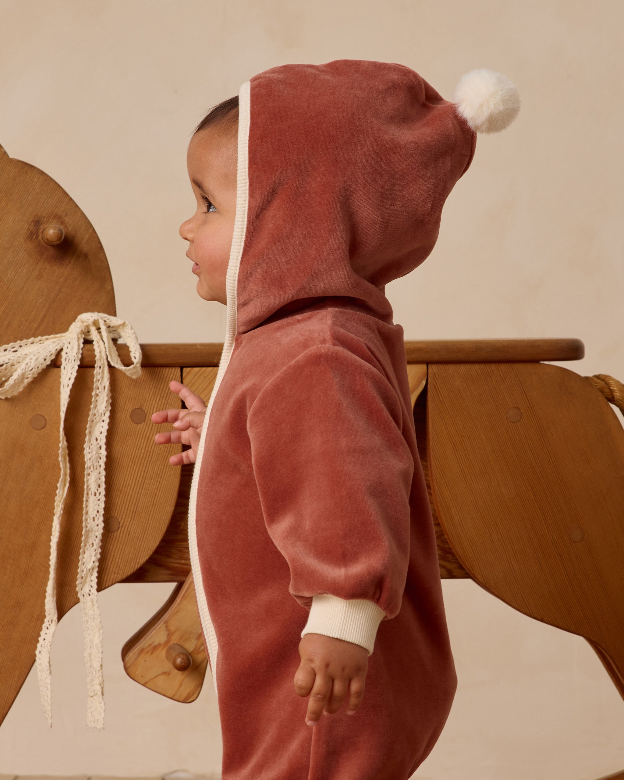 Quincy Mae Velour Zip Jumpsuit - Cranberry