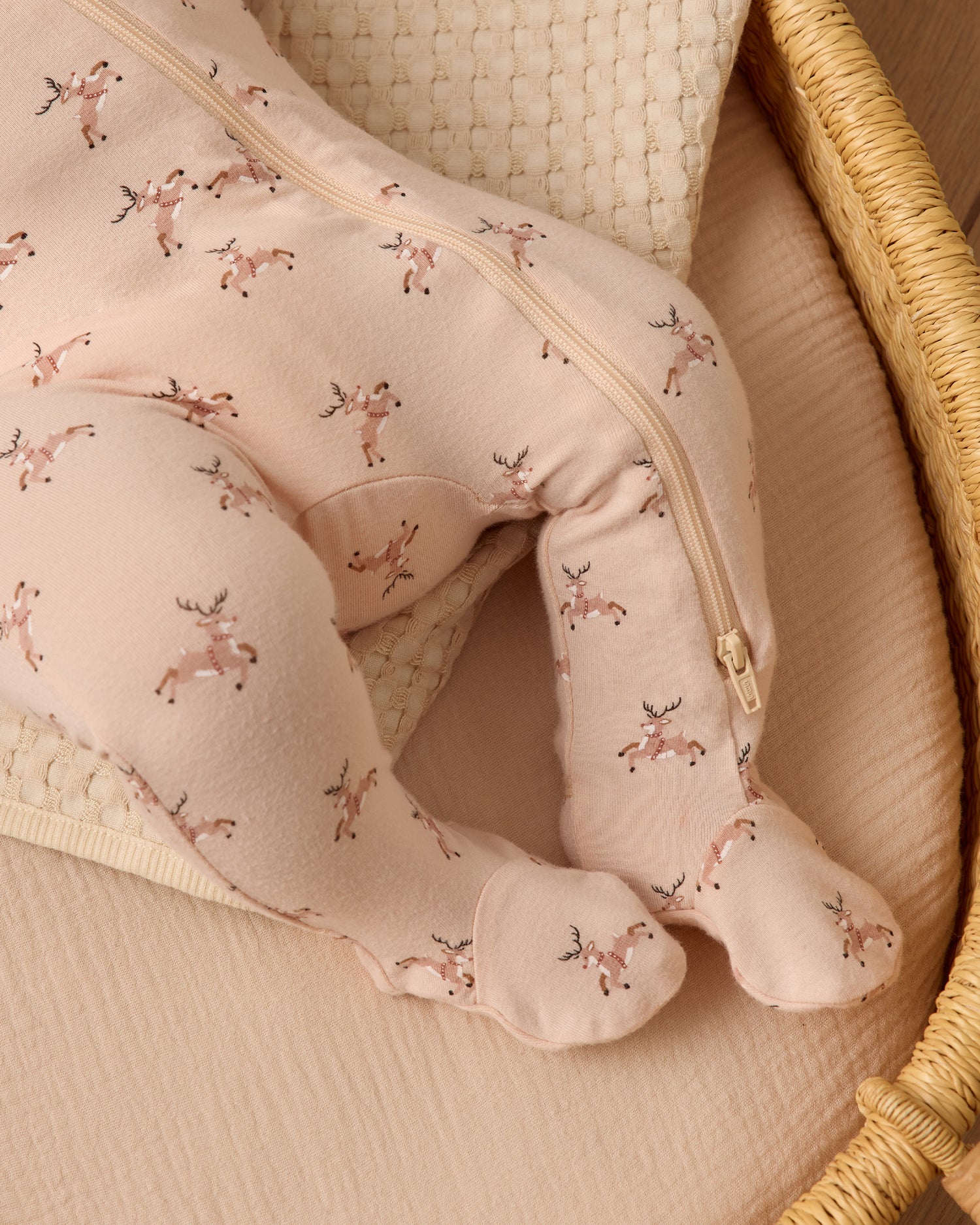 Quincy Mae Bamboo Zip Footie - Reindeer