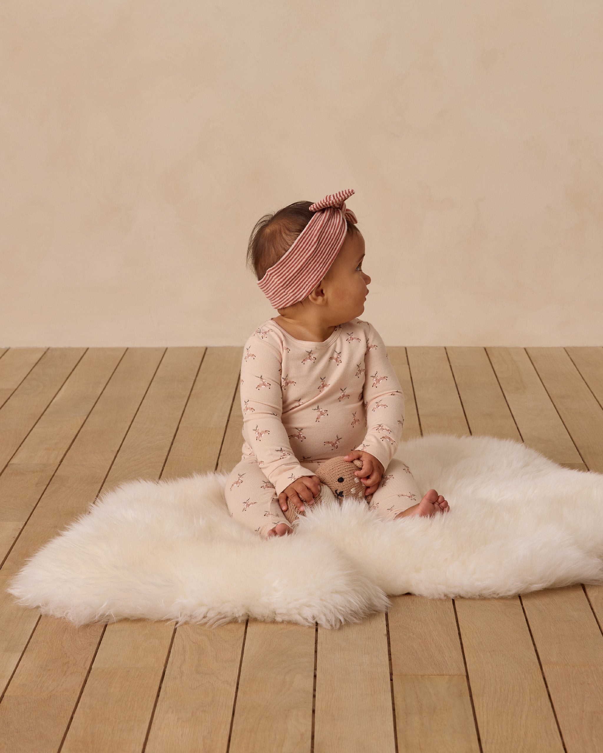 Quincy Mae Velour Bow Headband - Candy Stripe