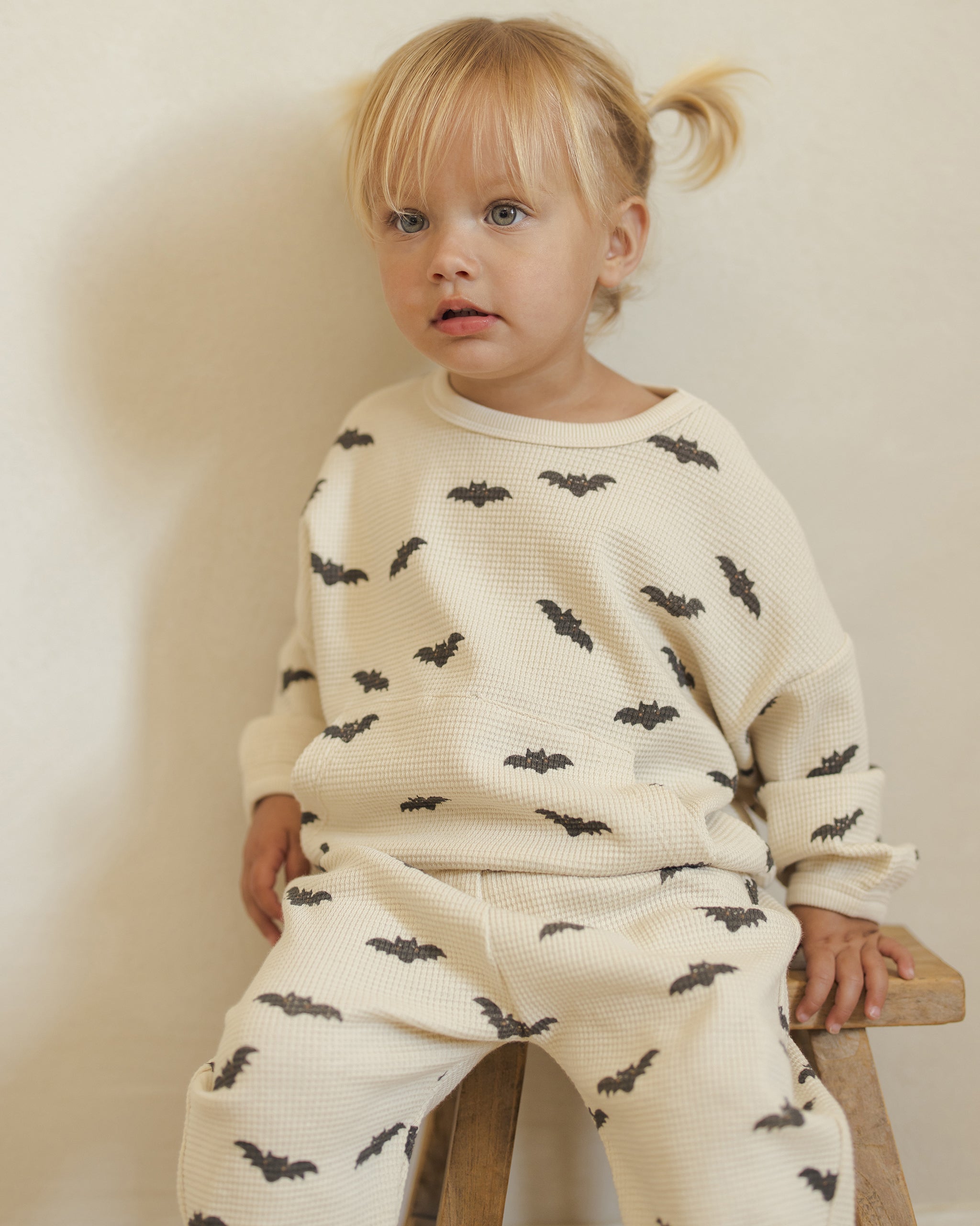Quincy Mae Waffle Slouch Set - Bats