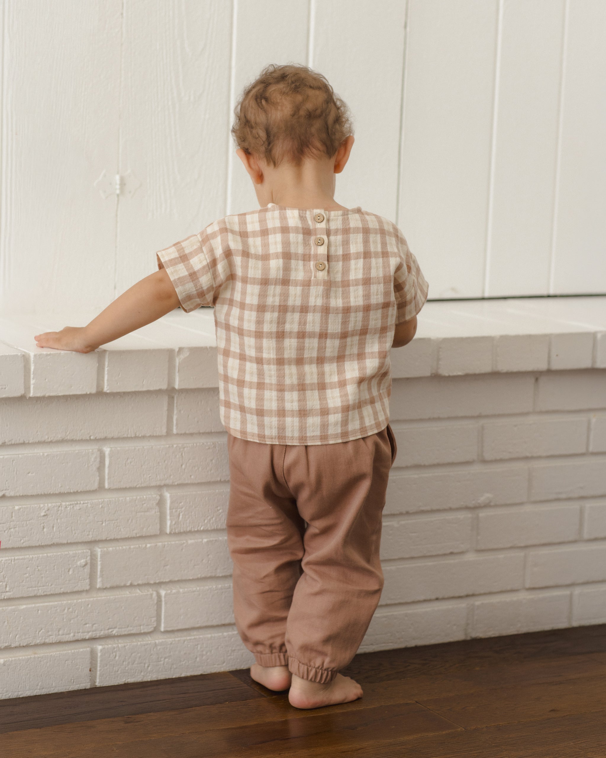 Quincy Mae Woven Boxy Top - Rustic Plaid