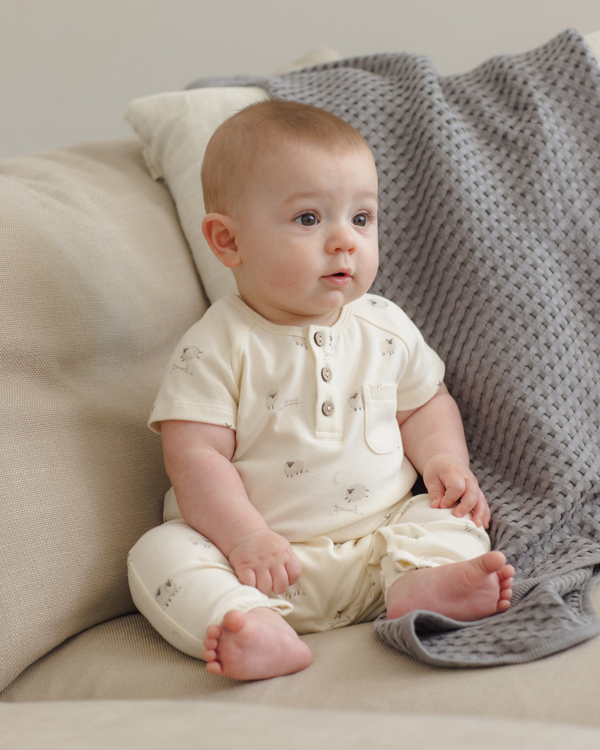 Quincy Mae Short Sleeve Jumpsuit - Sheep