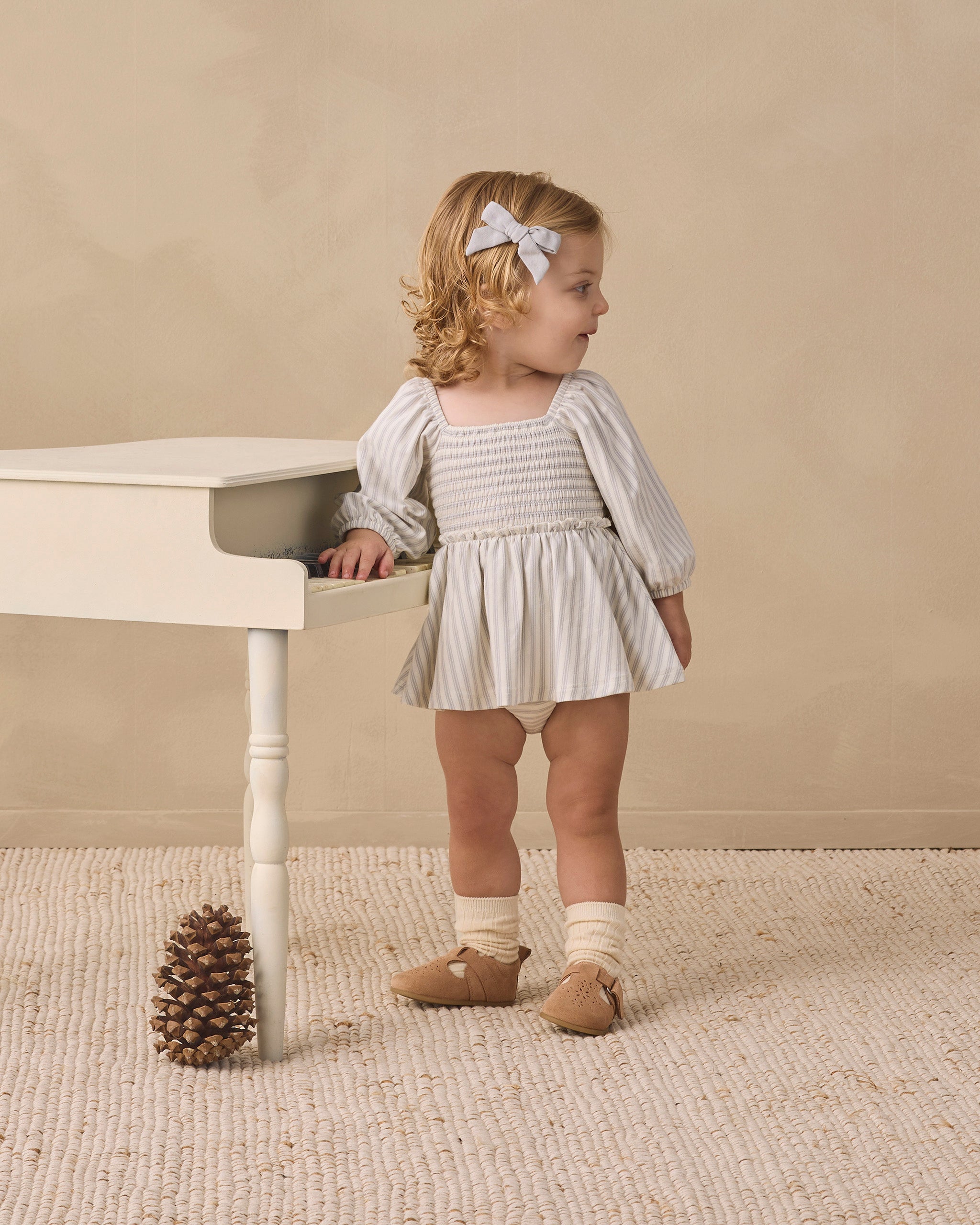 Quincy Mae Lainey Romper - Cloud Stripe