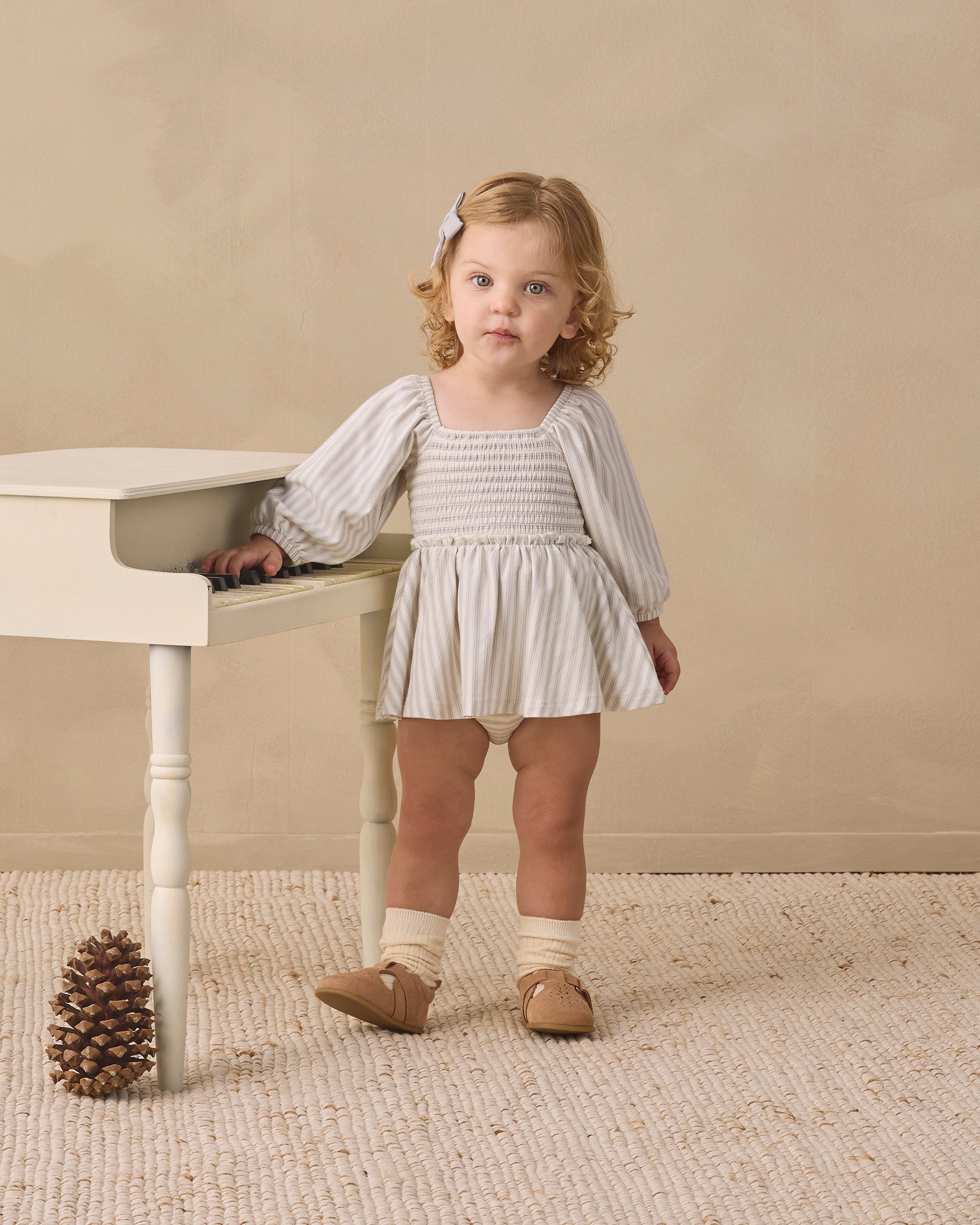 Quincy Mae Lainey Romper - Cloud Stripe