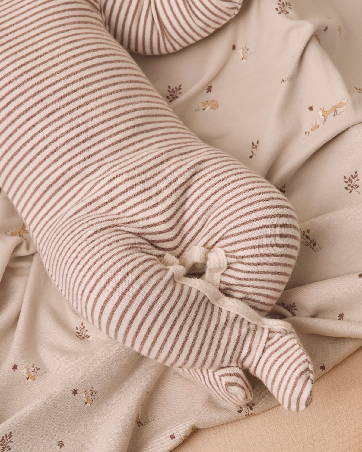 Quincy Mae Baby Footie - Cocoa Microstripe