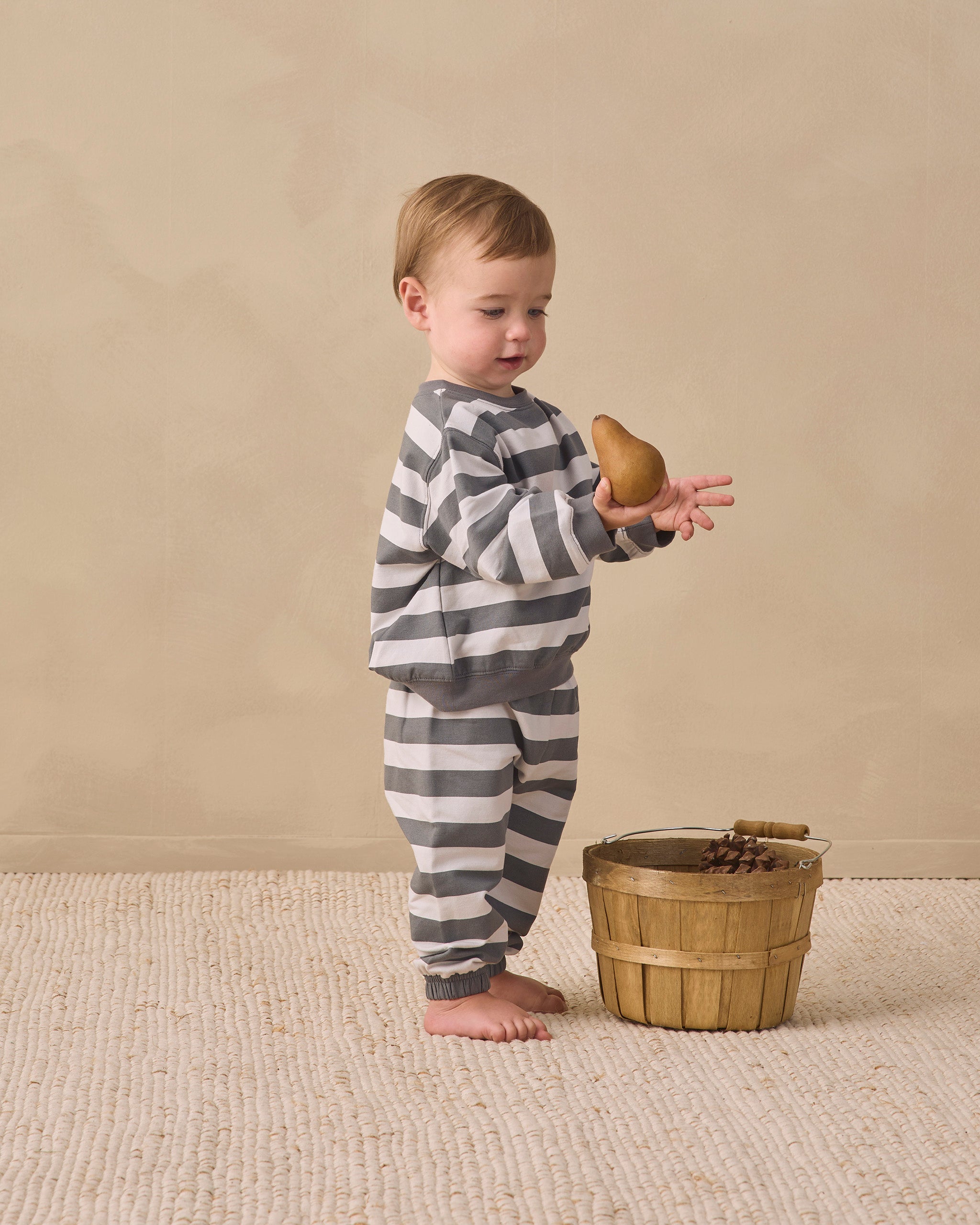 Quincy Mae Oversized Crew Sweatshirt - Midnight Stripe