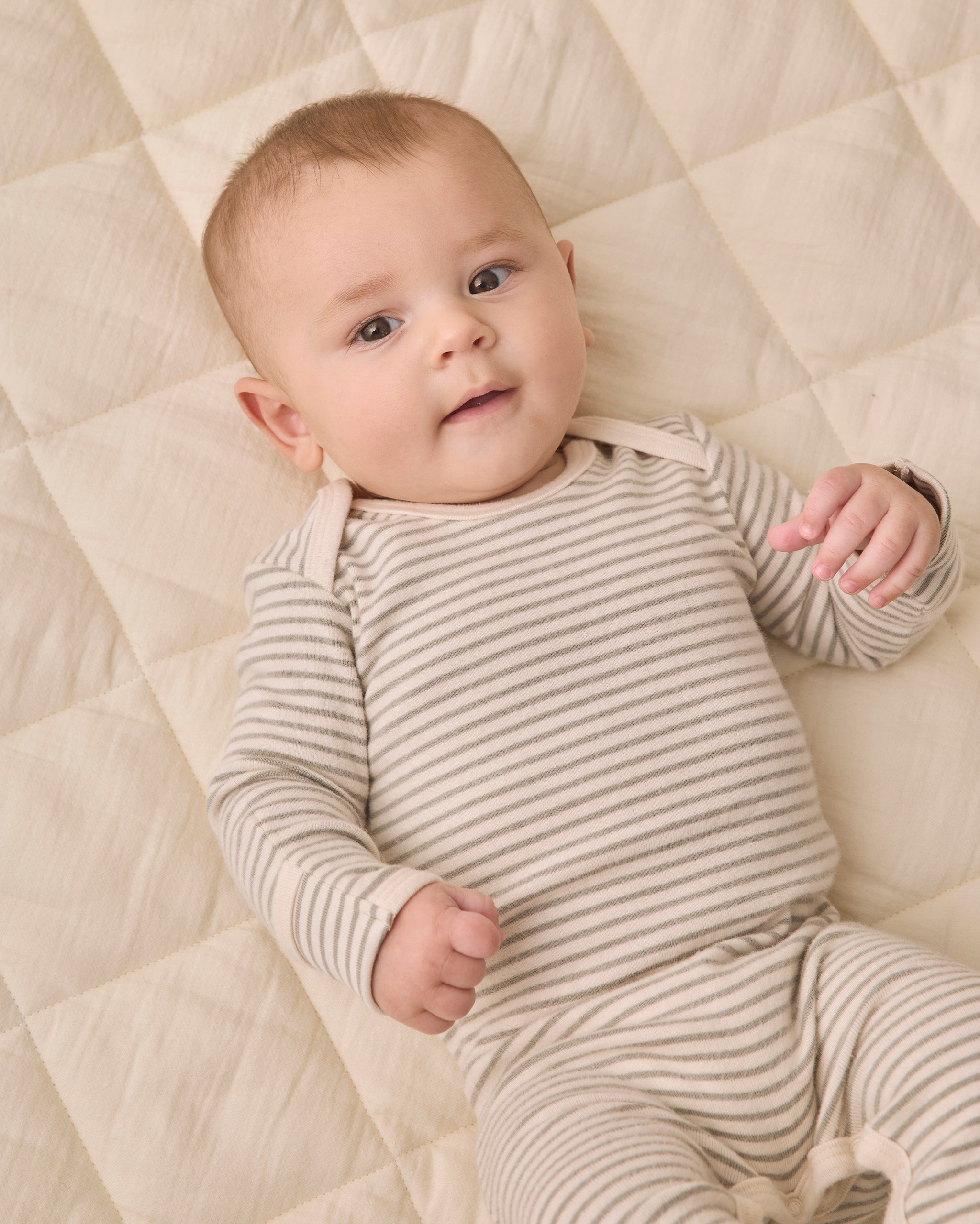 Quincy Mae Baby Footie - Laurel Microstripe