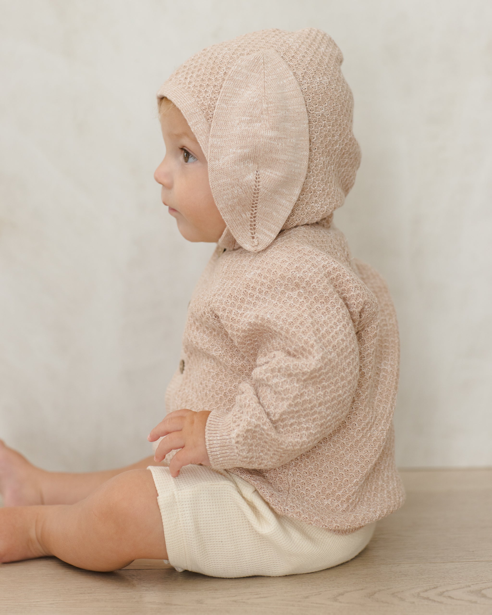 Quincy Mae Bunny Knit Sweater - Heathered Latte