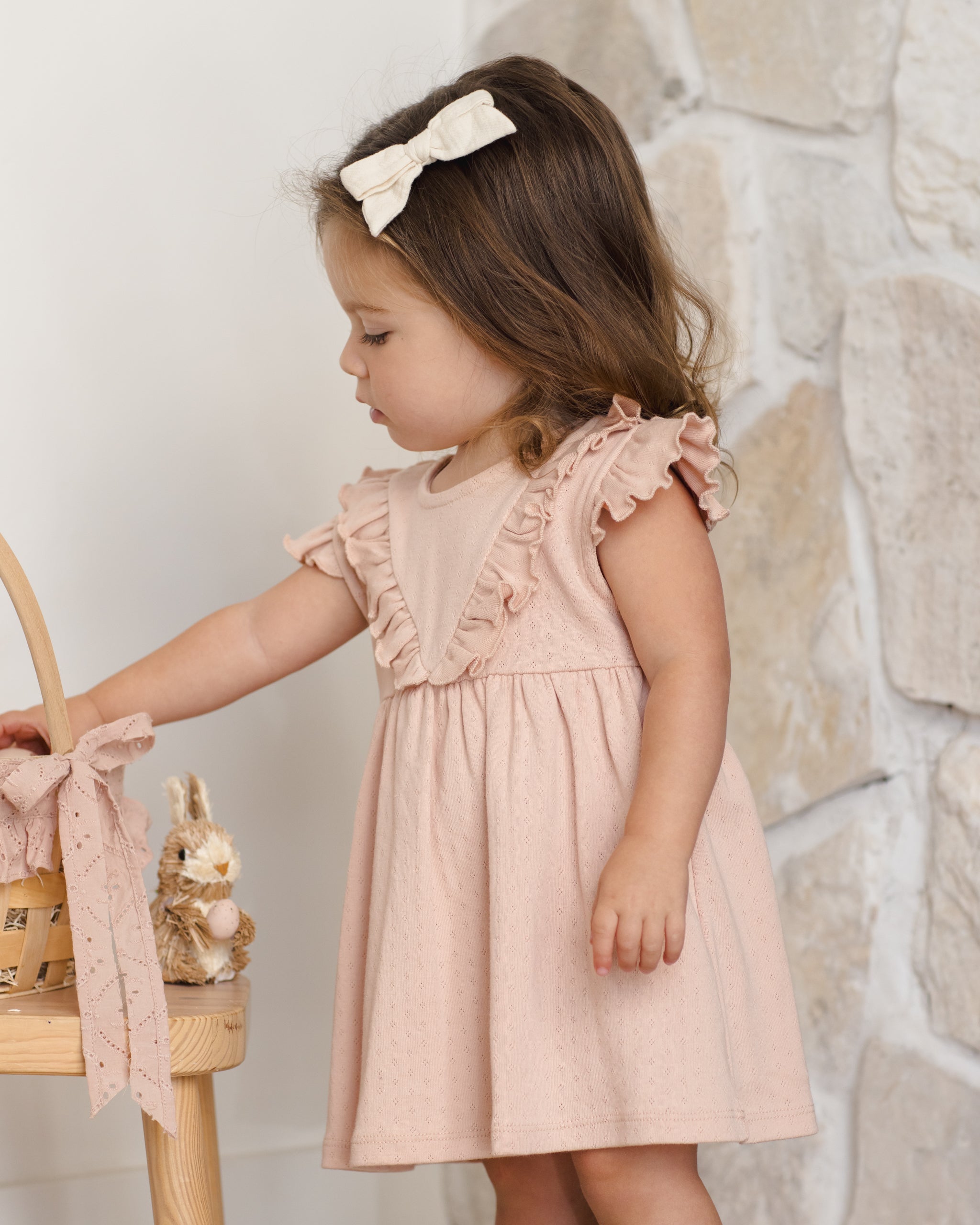 Quincy Mae Sleeveless Ruffle V Dress - Melon