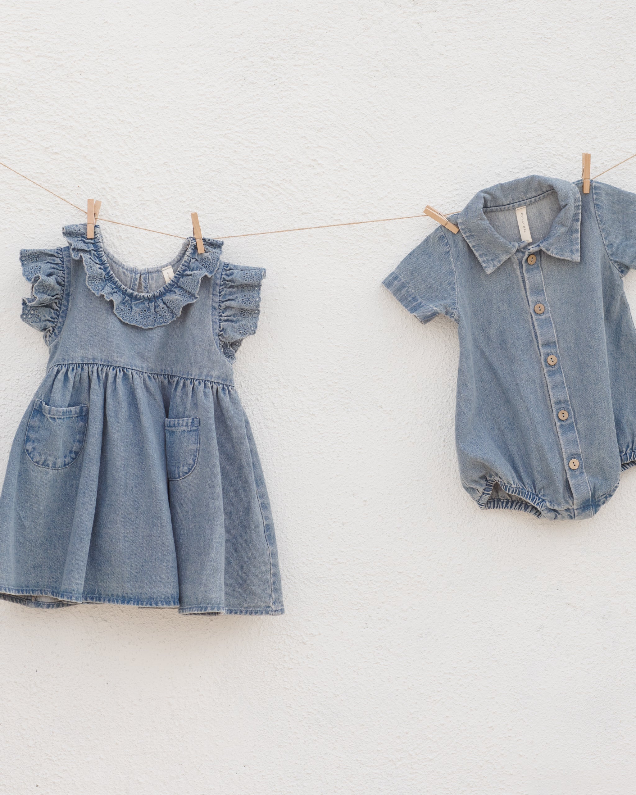 Quincy Mae Matteo Romper - Chambray