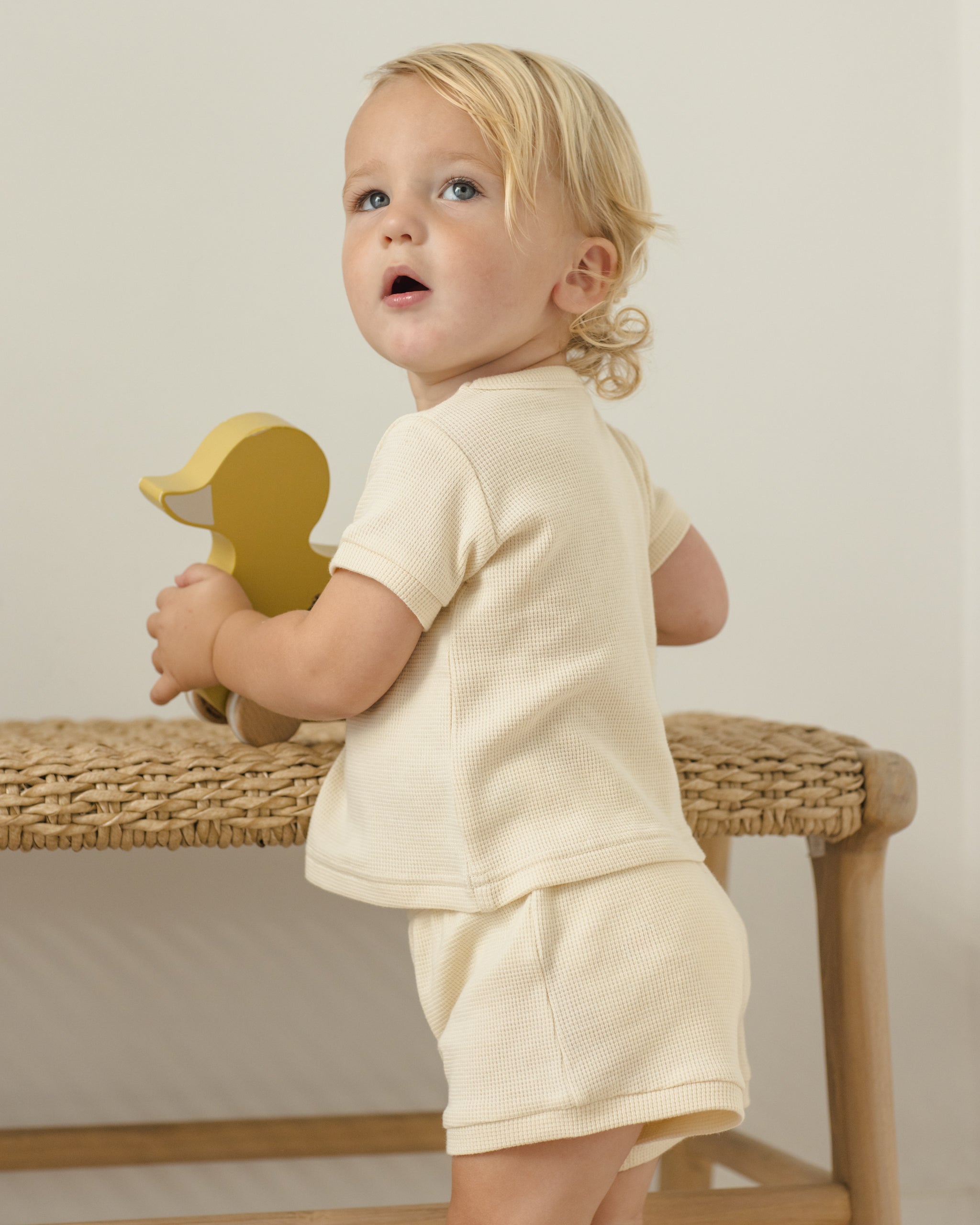 Quincy Mae Waffle Shortie Set - Natural