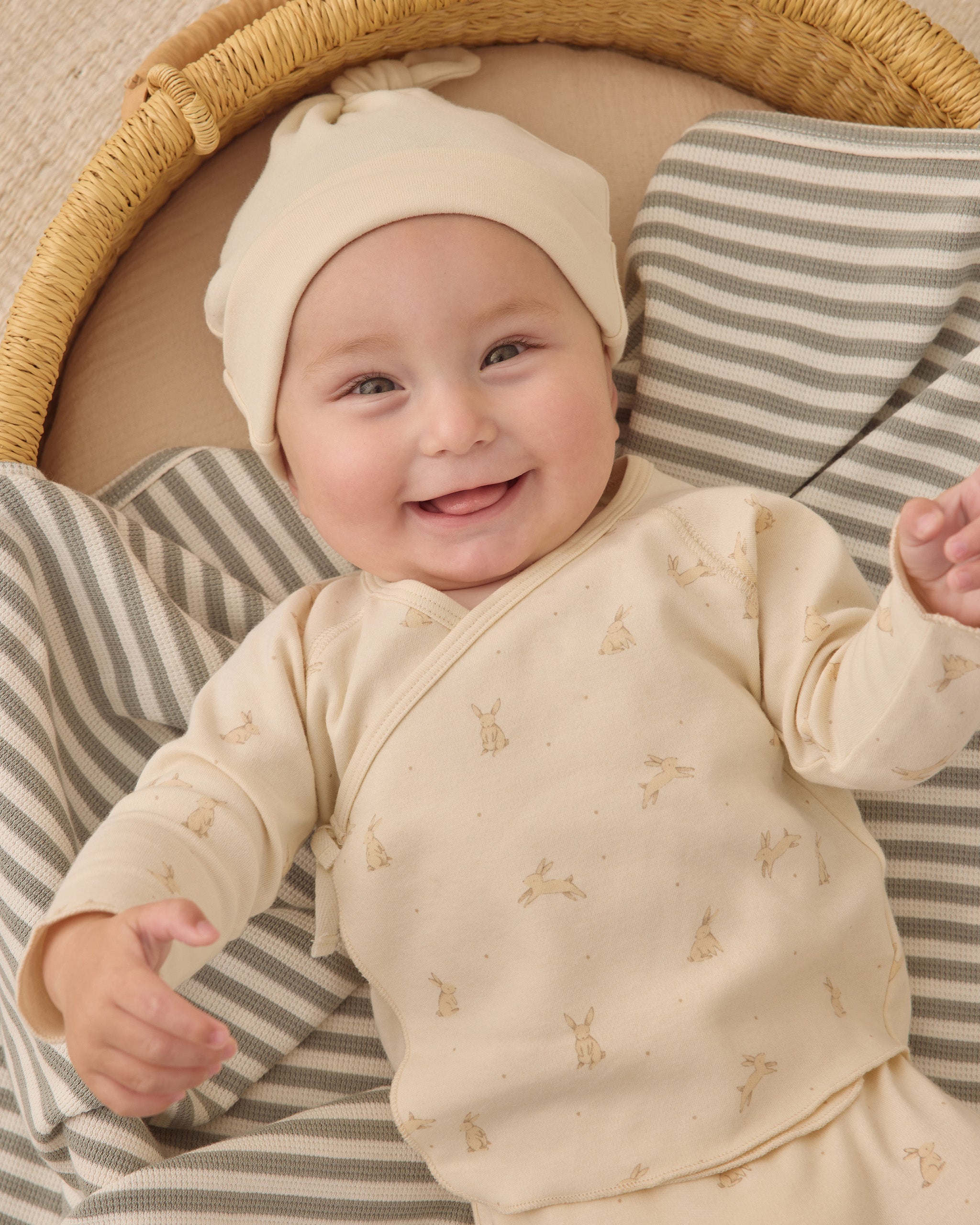 Quincy Mae Wrap Top + Footed Pant Set - Bunnies