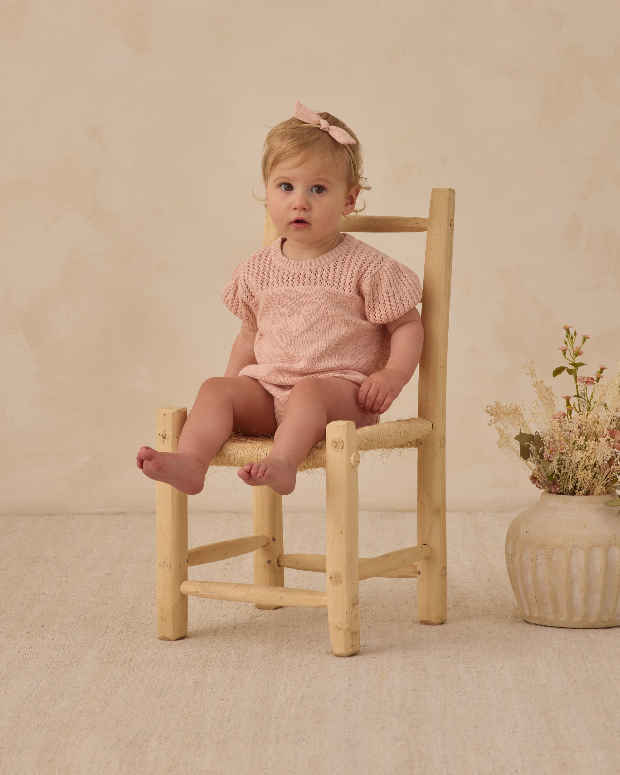 Quincy Mae Pointelle Knit Romper - Melon