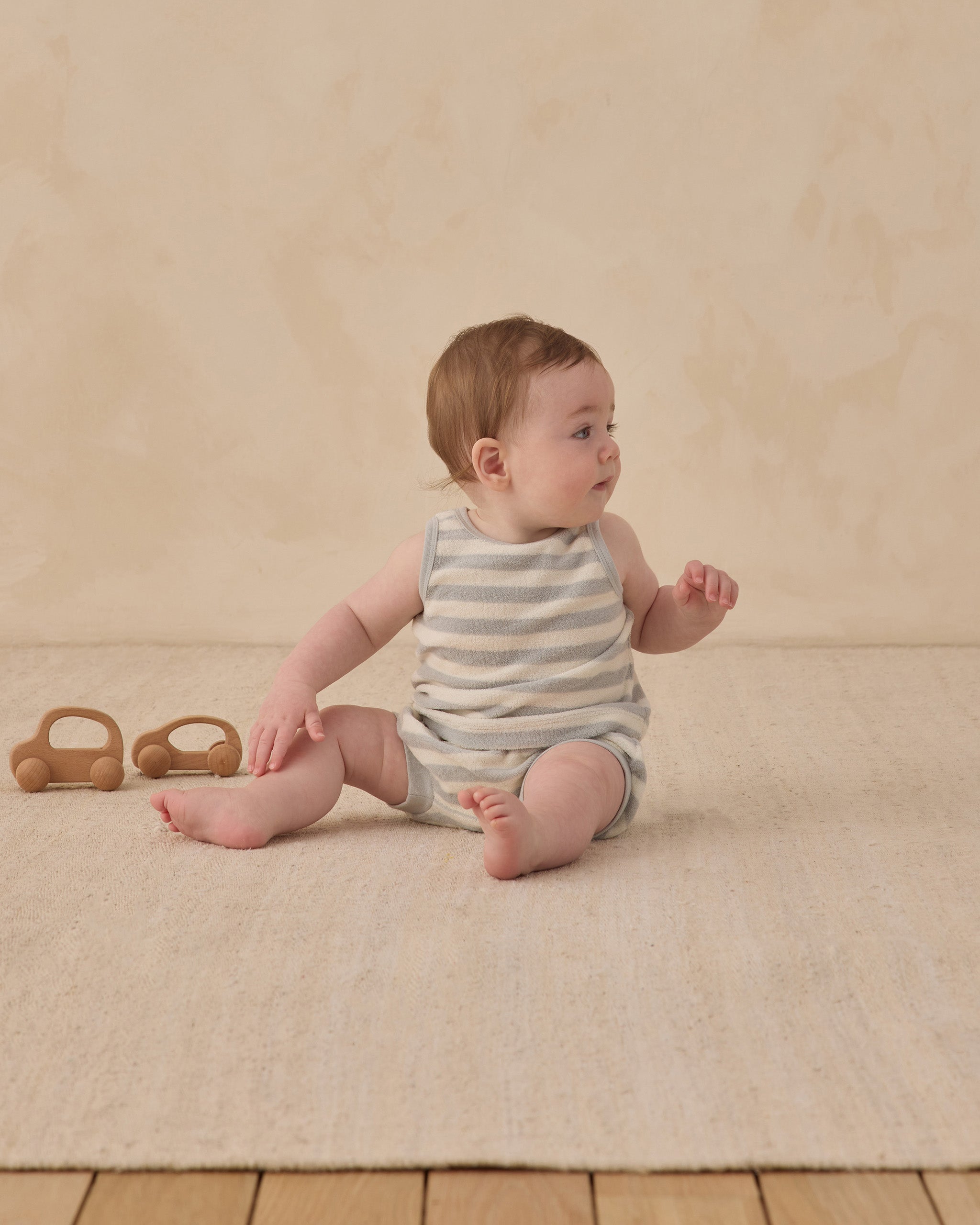 Quincy Mae Terry Tank + Short Set - Sky Stripe