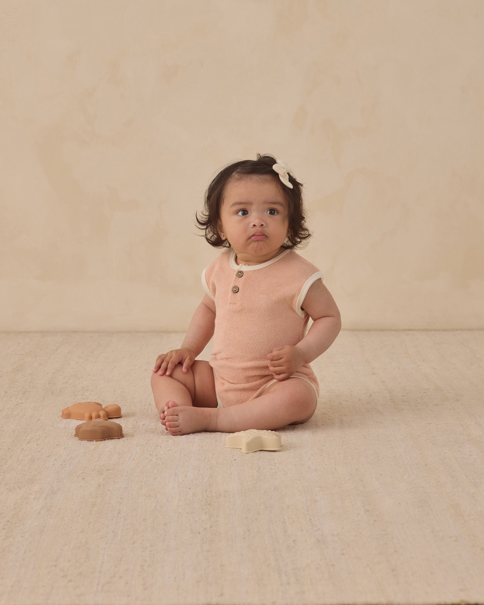 Quincy Mae Terry Cloth Romper - Melon