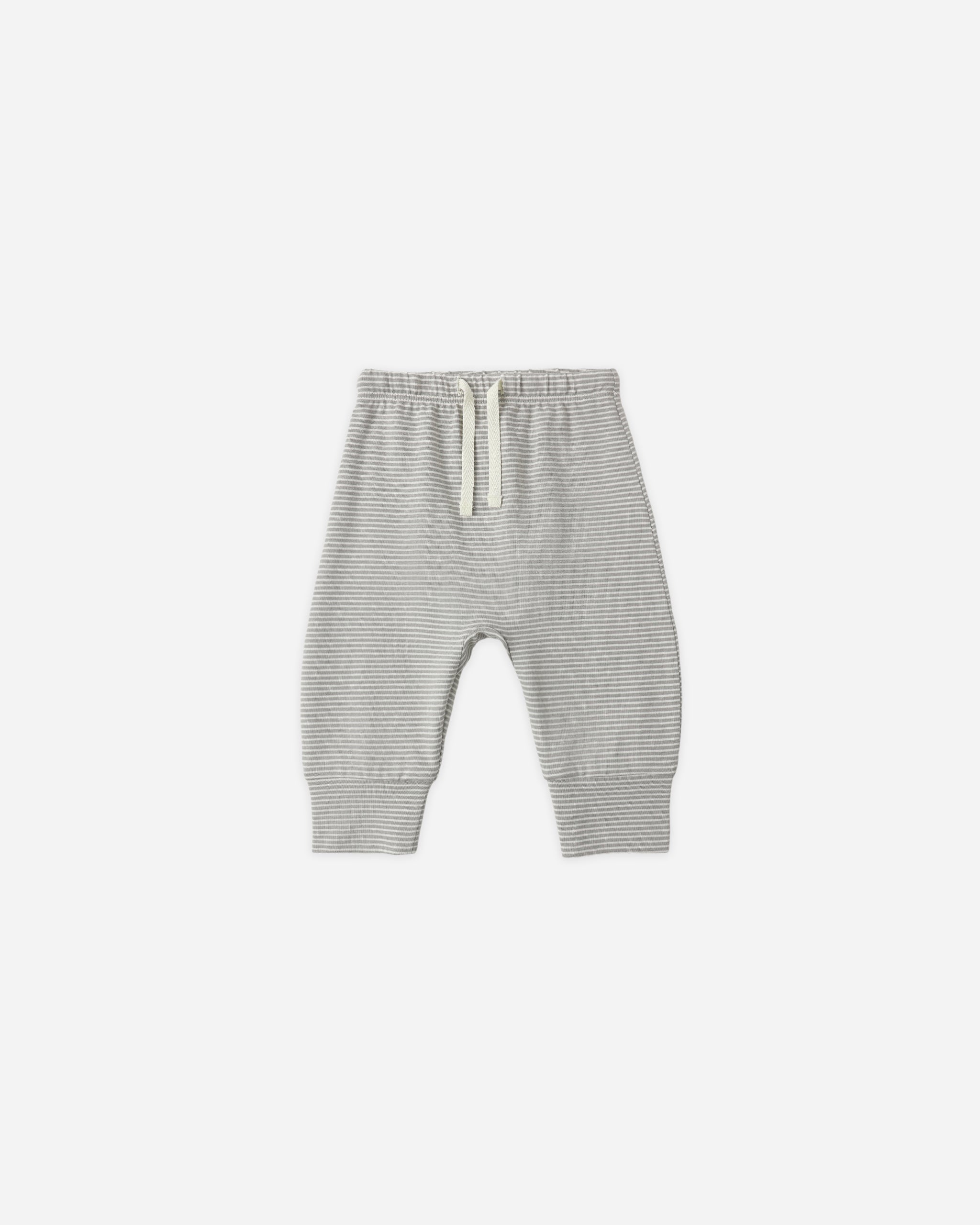 Quincy Mae Drawstring Pant - Sage Micro Stripe