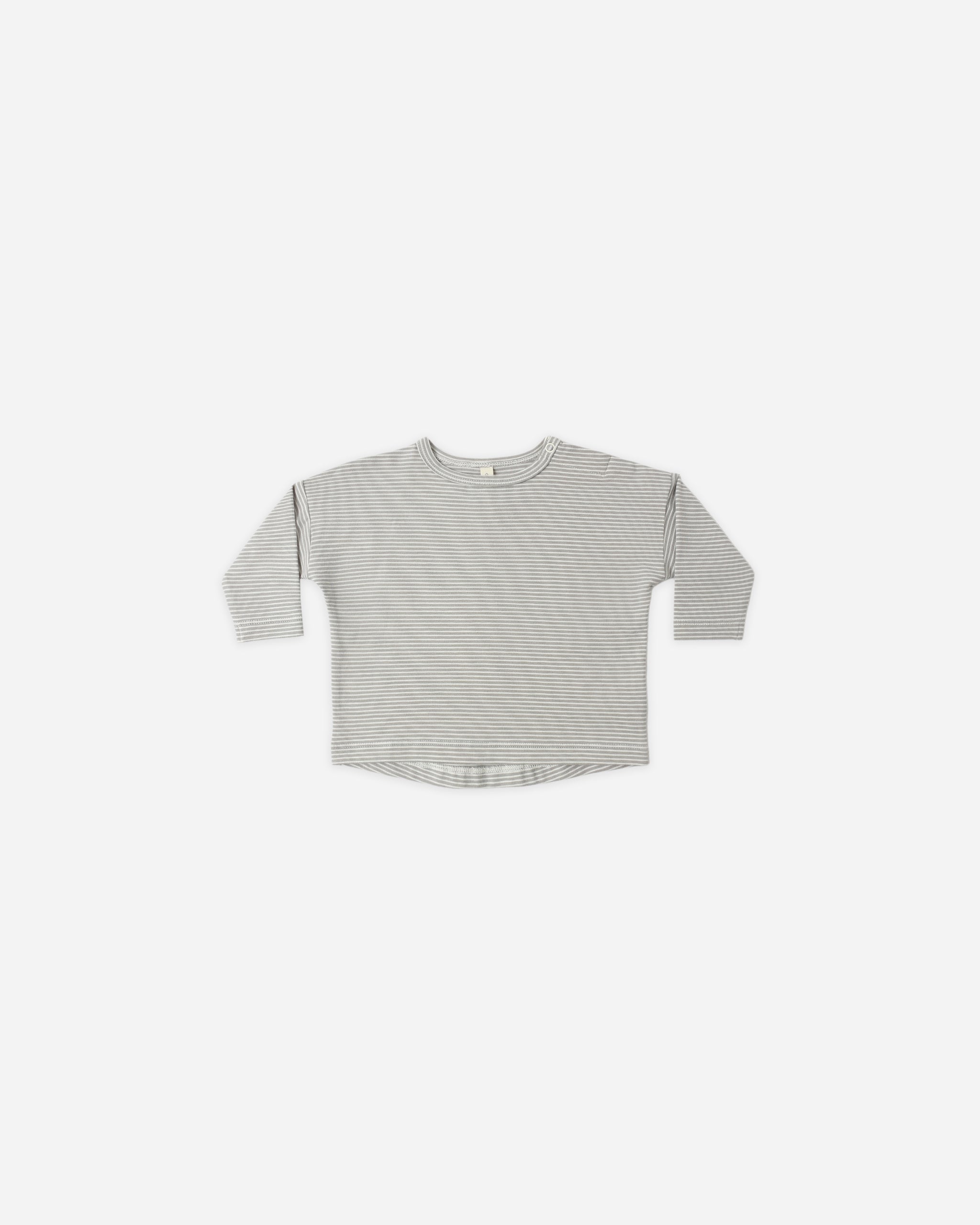 Quincy Mae Long Sleeve Tee - Sage Micro Stripe