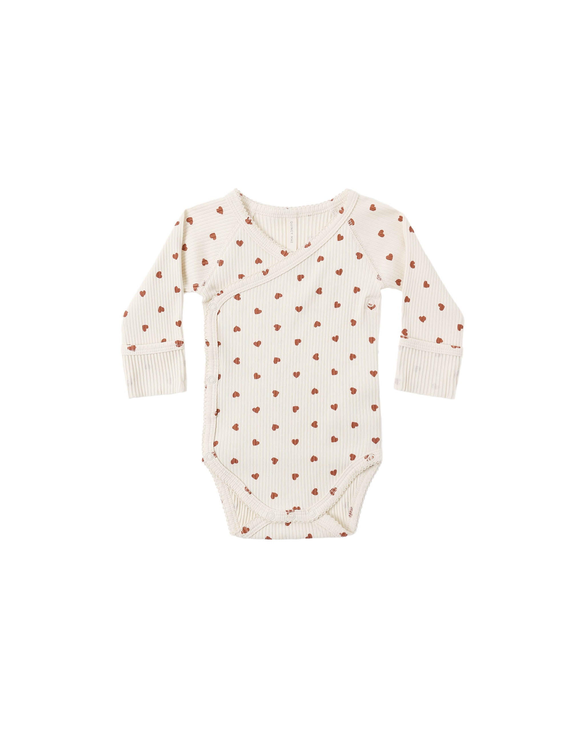 Quincy Mae Side Snap Bodysuit - Red Hearts