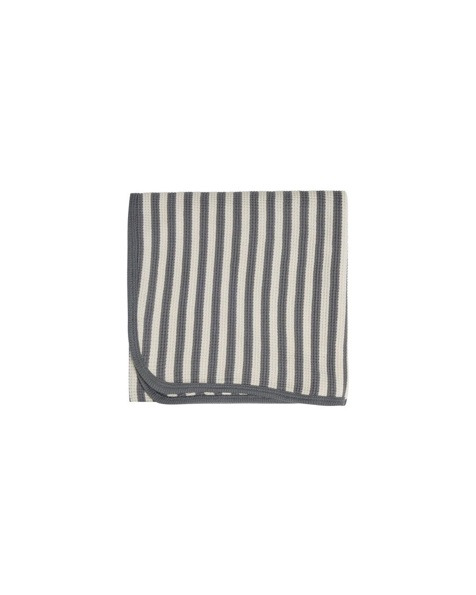 Quincy Mae Waffle Baby Blanket Navy Stripe Dreams of Cuteness