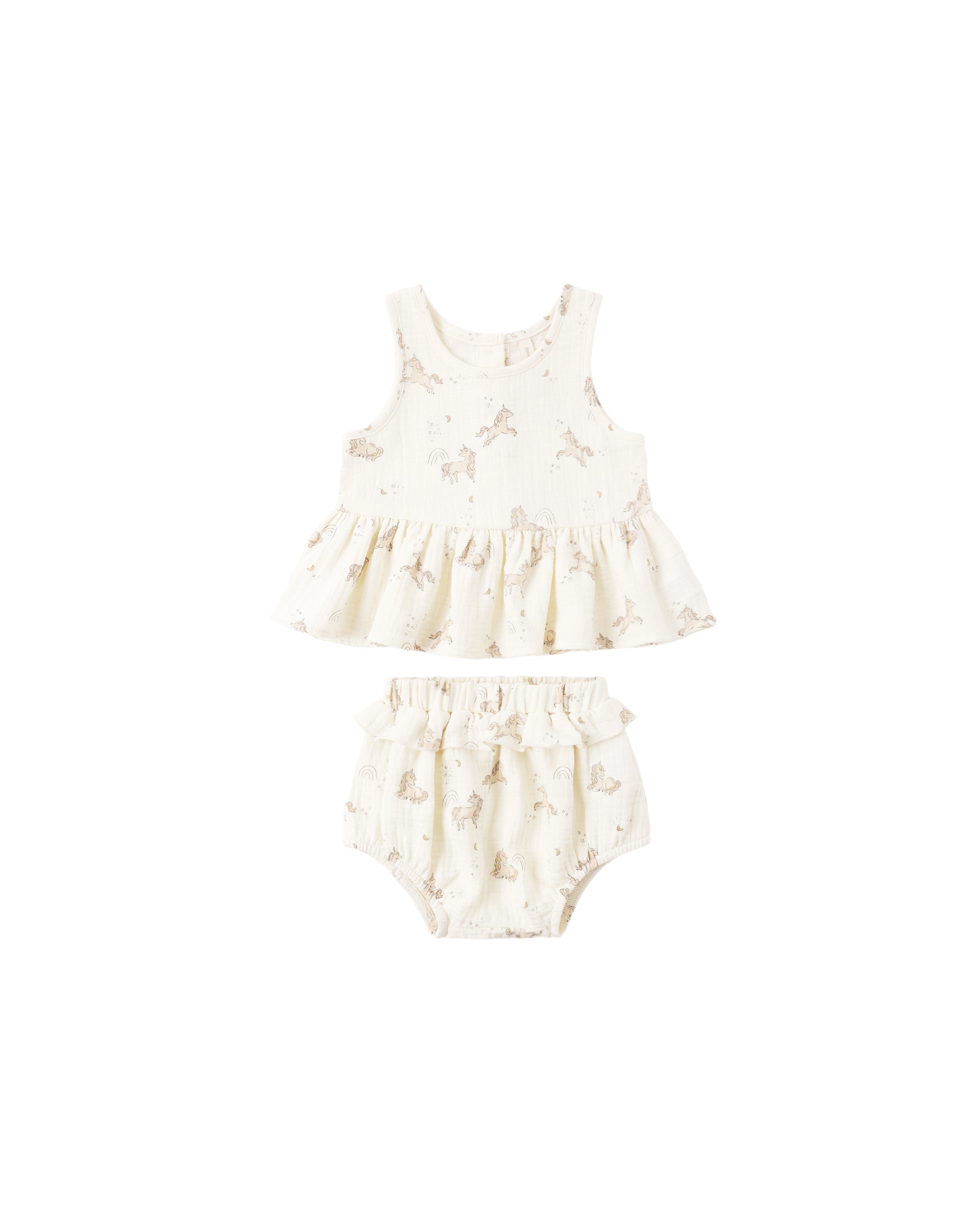 Quincy Mae Sleeveless Peplum Set - Unicorns
