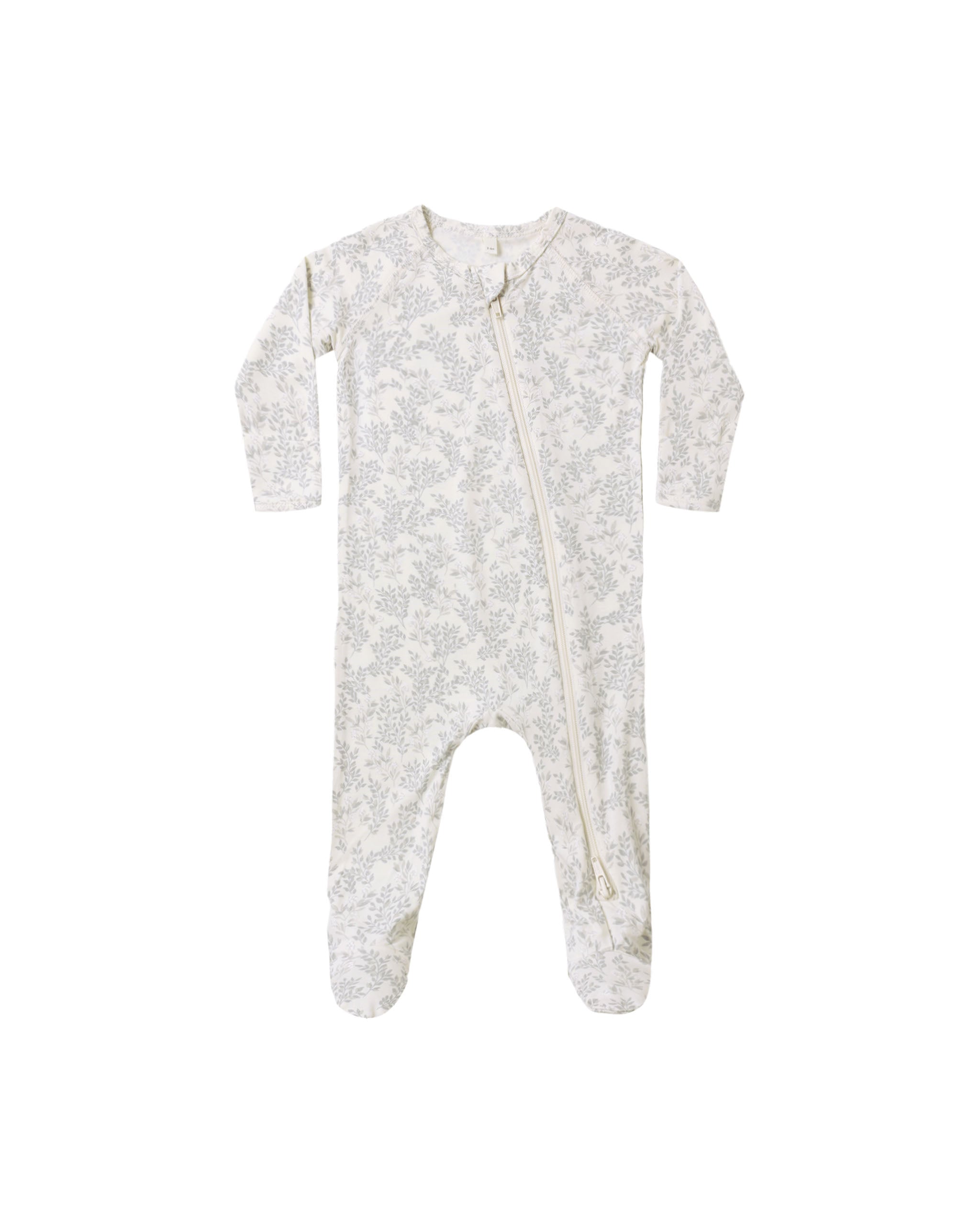 Quincy Mae Bamboo Zip Footie - Cloud Floral