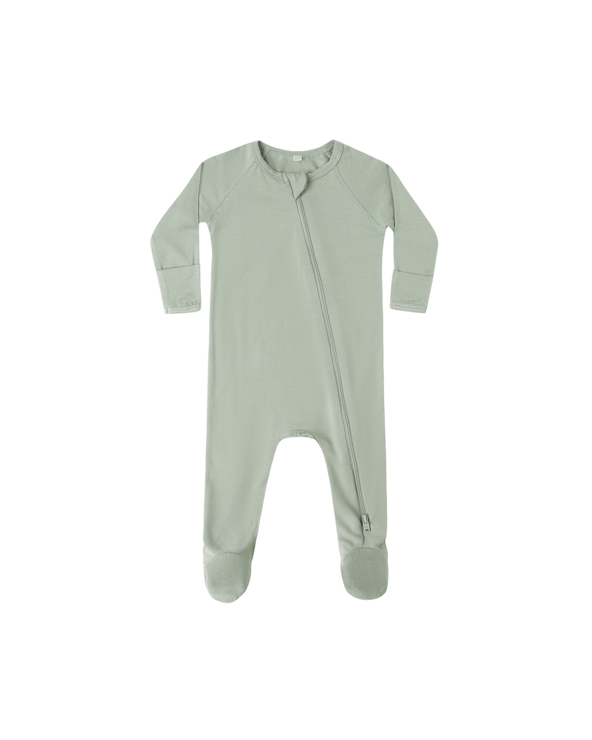 Quincy Mae Bamboo Zip Footie - Fern