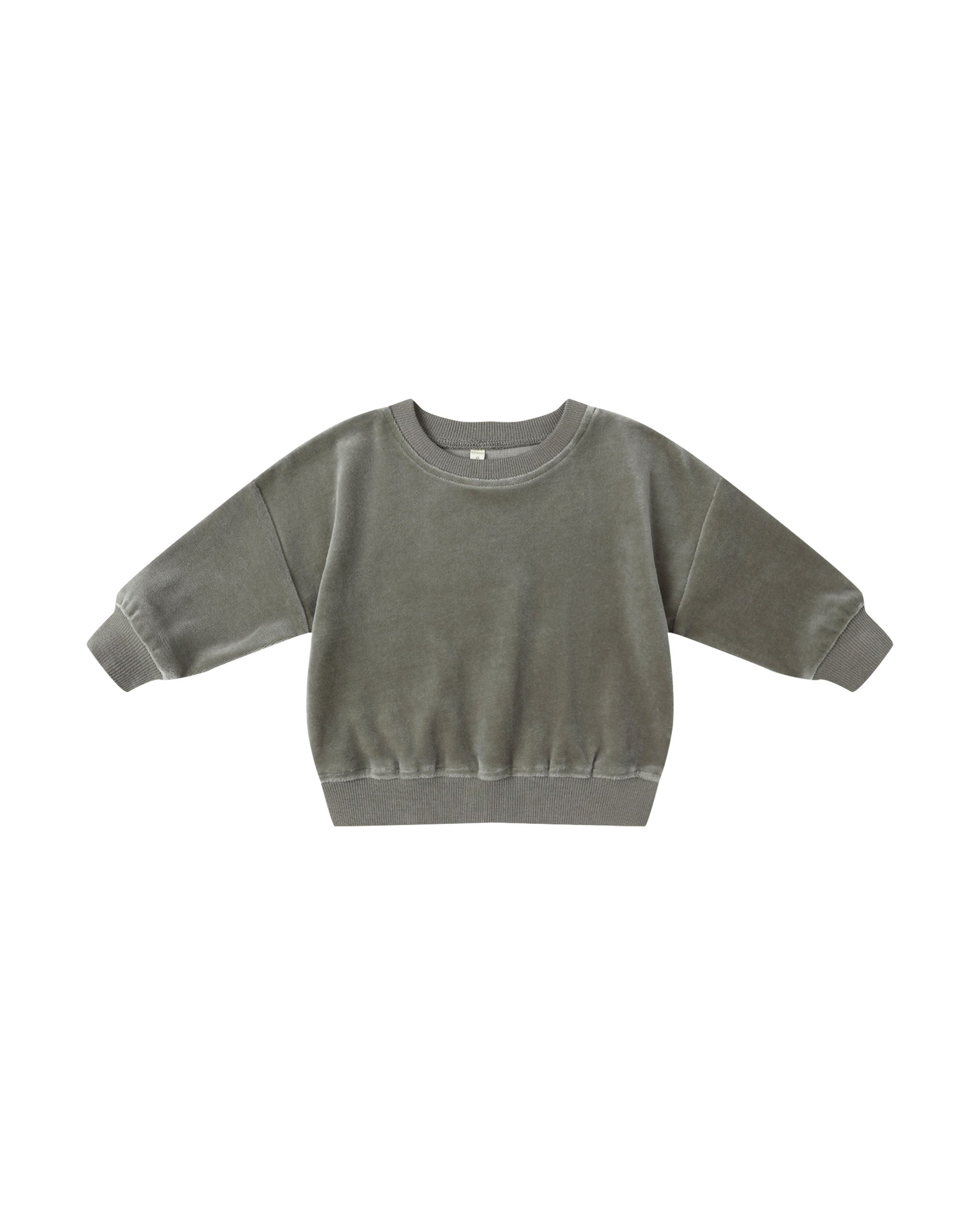 Quincy Mae Velour Relaxed Sweatshirt - Forest