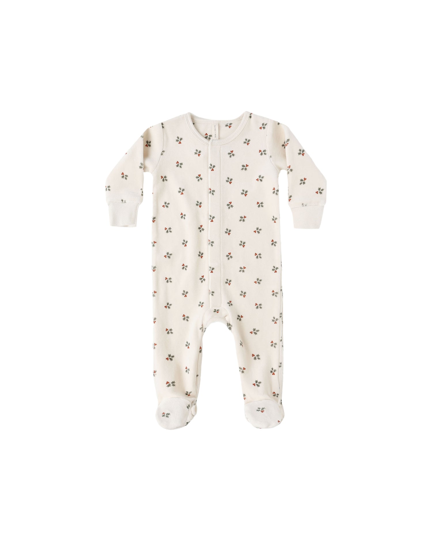 Quincy Mae Hidden Snap Footie - Holly Berry