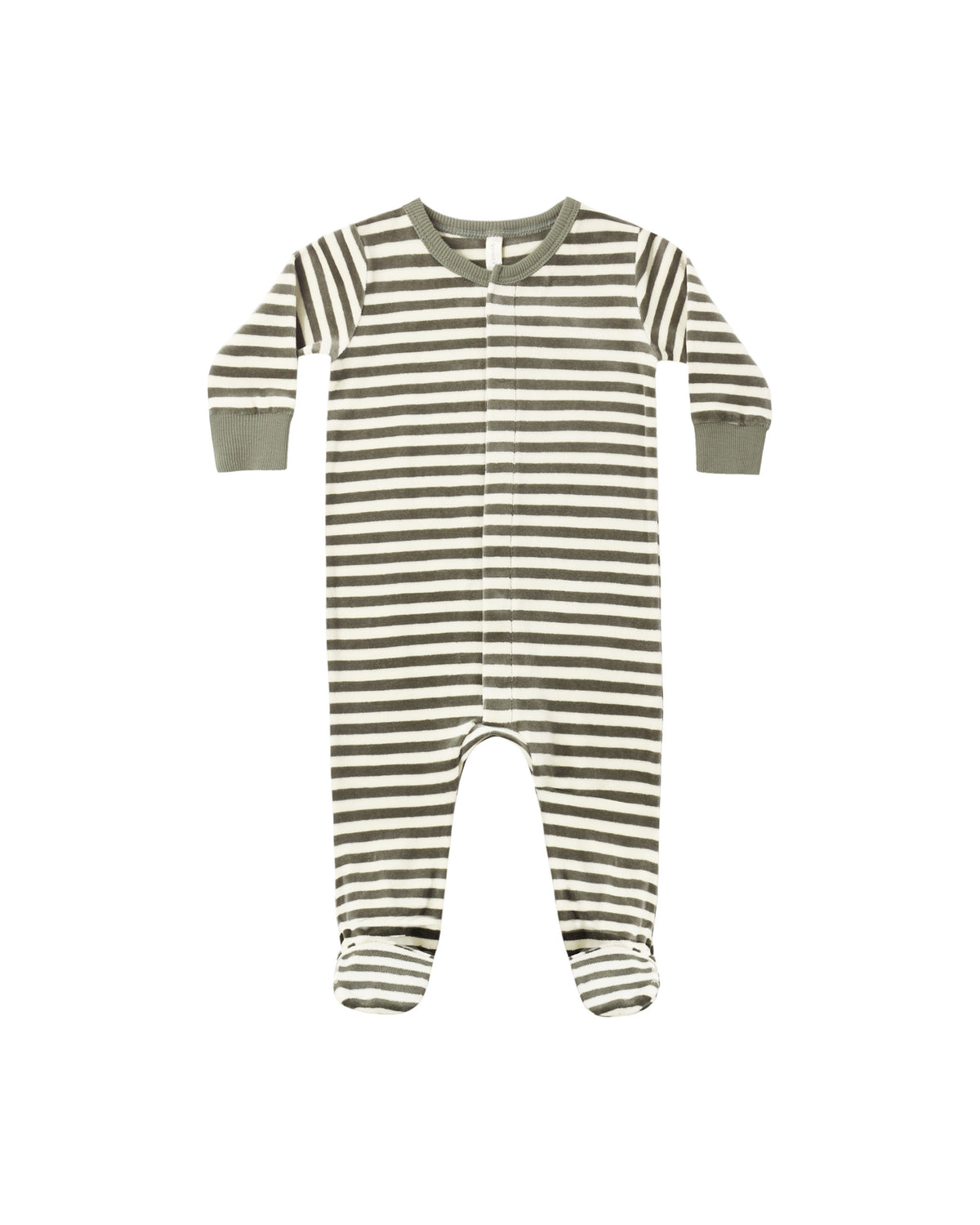 Quincy Mae Hidden Snap Footie - Spruce Stripe