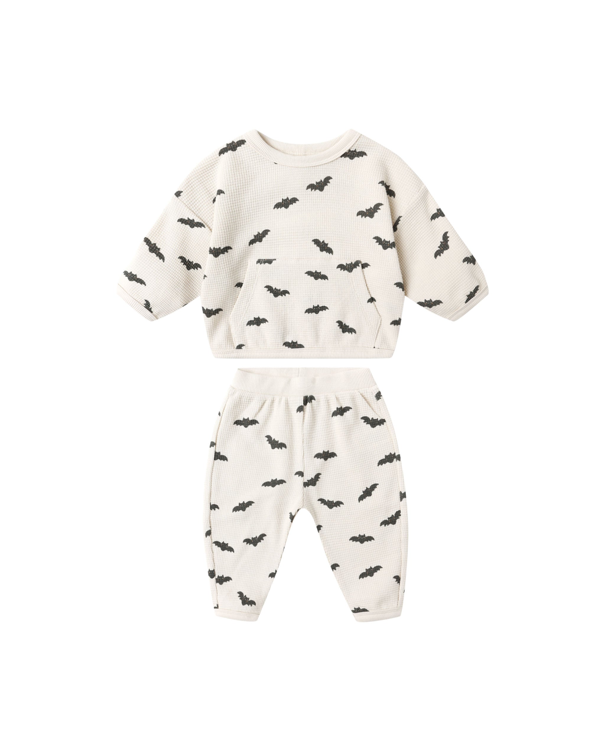 Quincy Mae Waffle Slouch Set - Bats