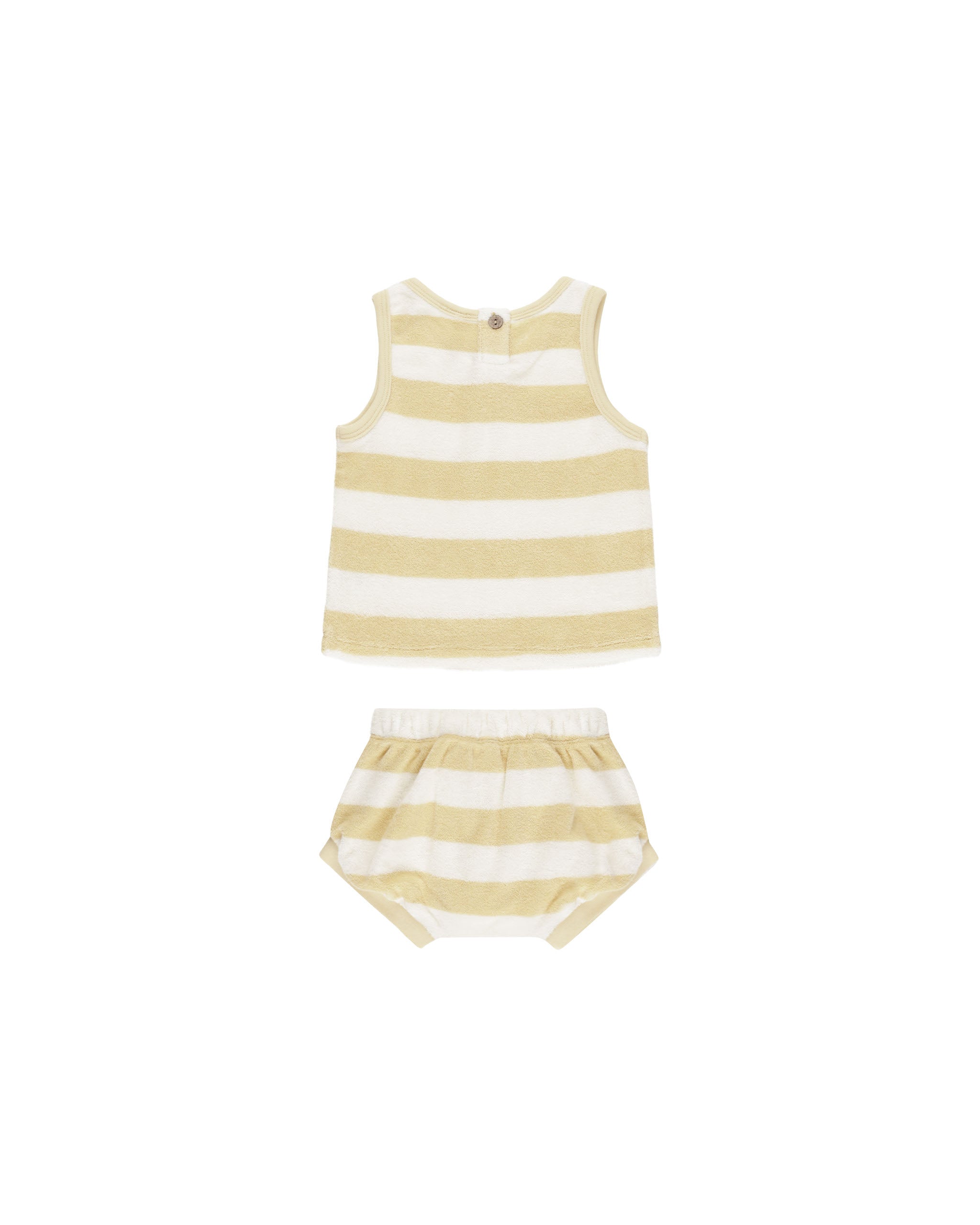 Quincy Mae Terry Tank + Short Set - Yellow Stripe