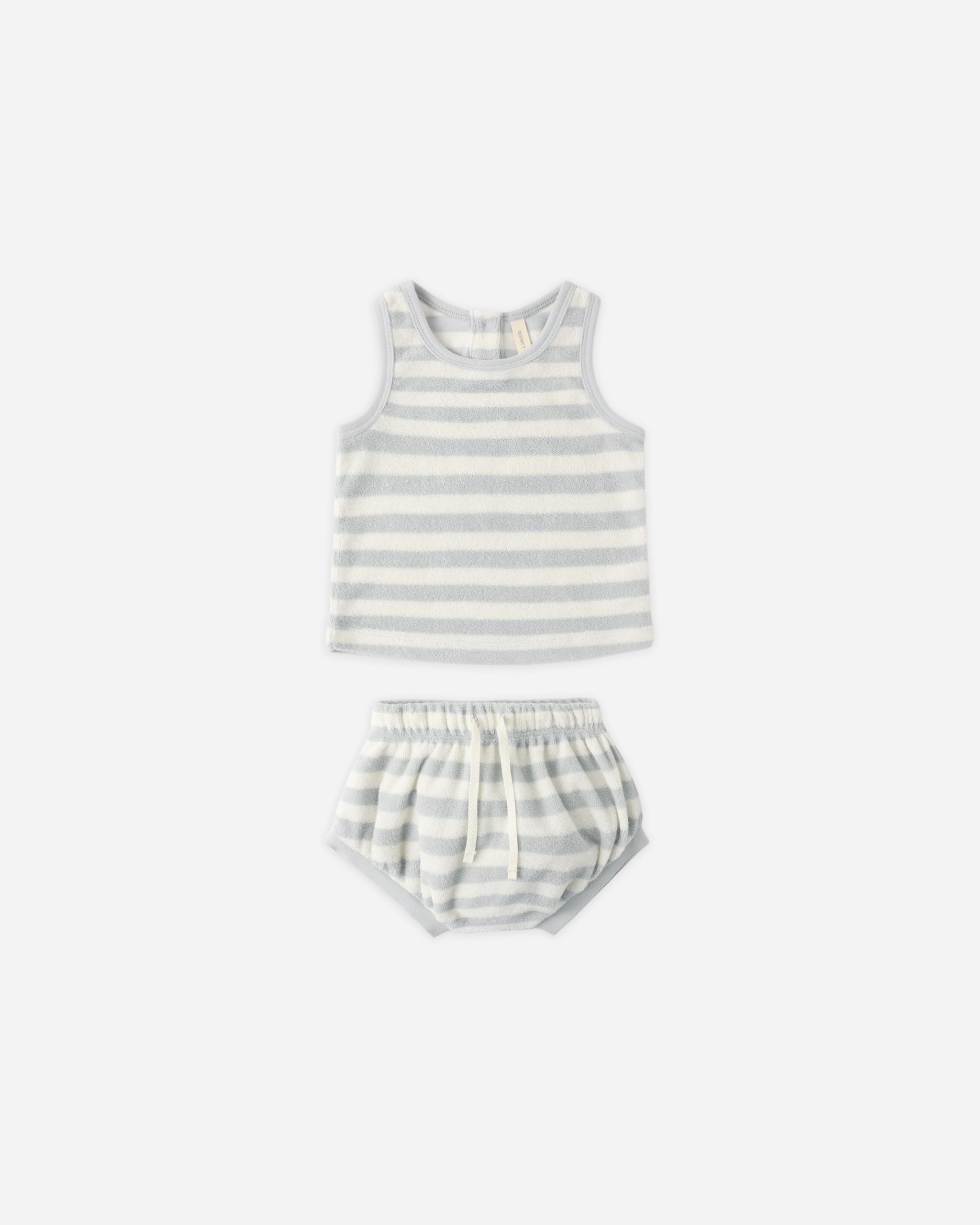 Quincy Mae Terry Tank + Short Set - Sky Stripe