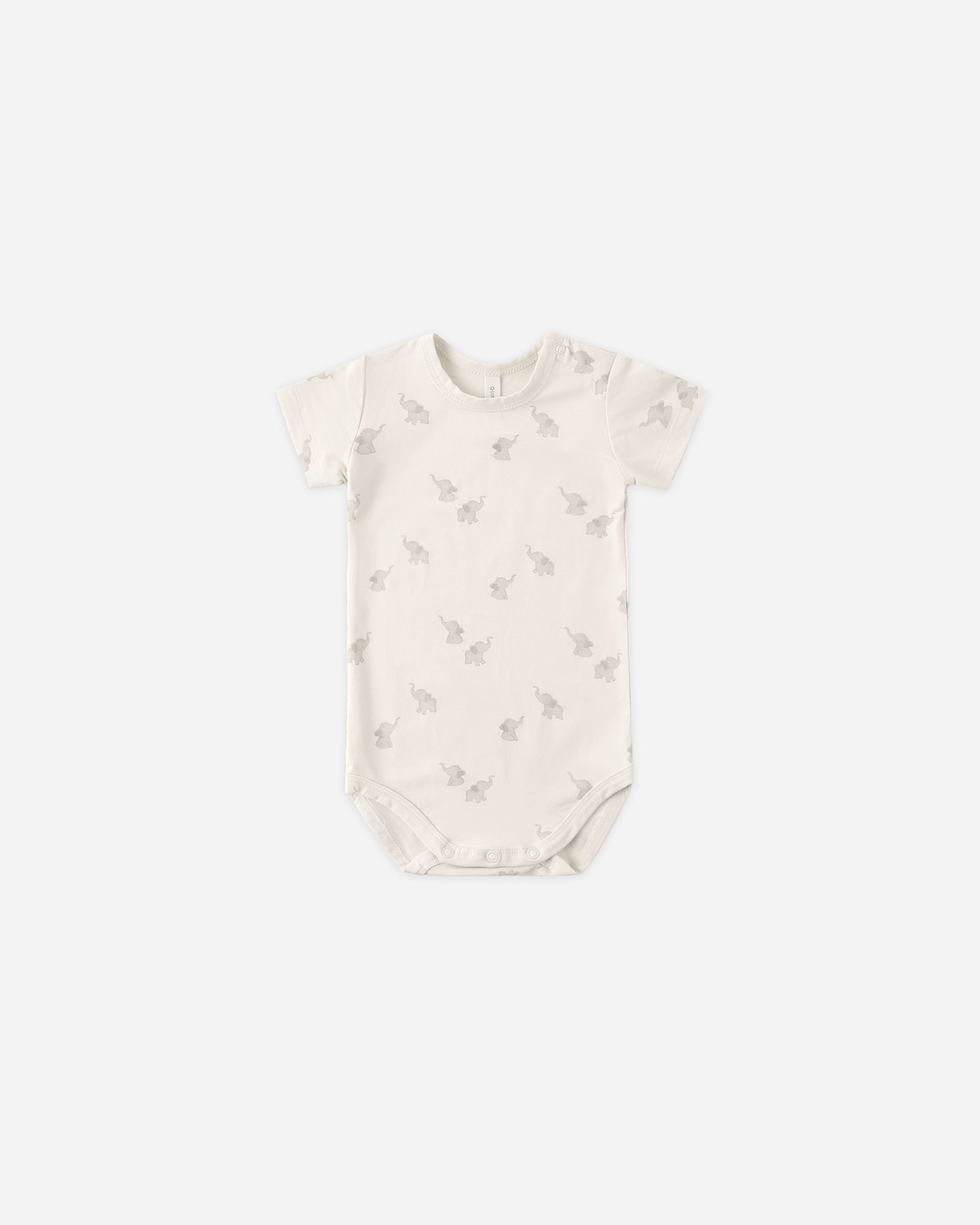 Quincy Mae Bamboo Shot Sleeve Bodysuit - Elephants