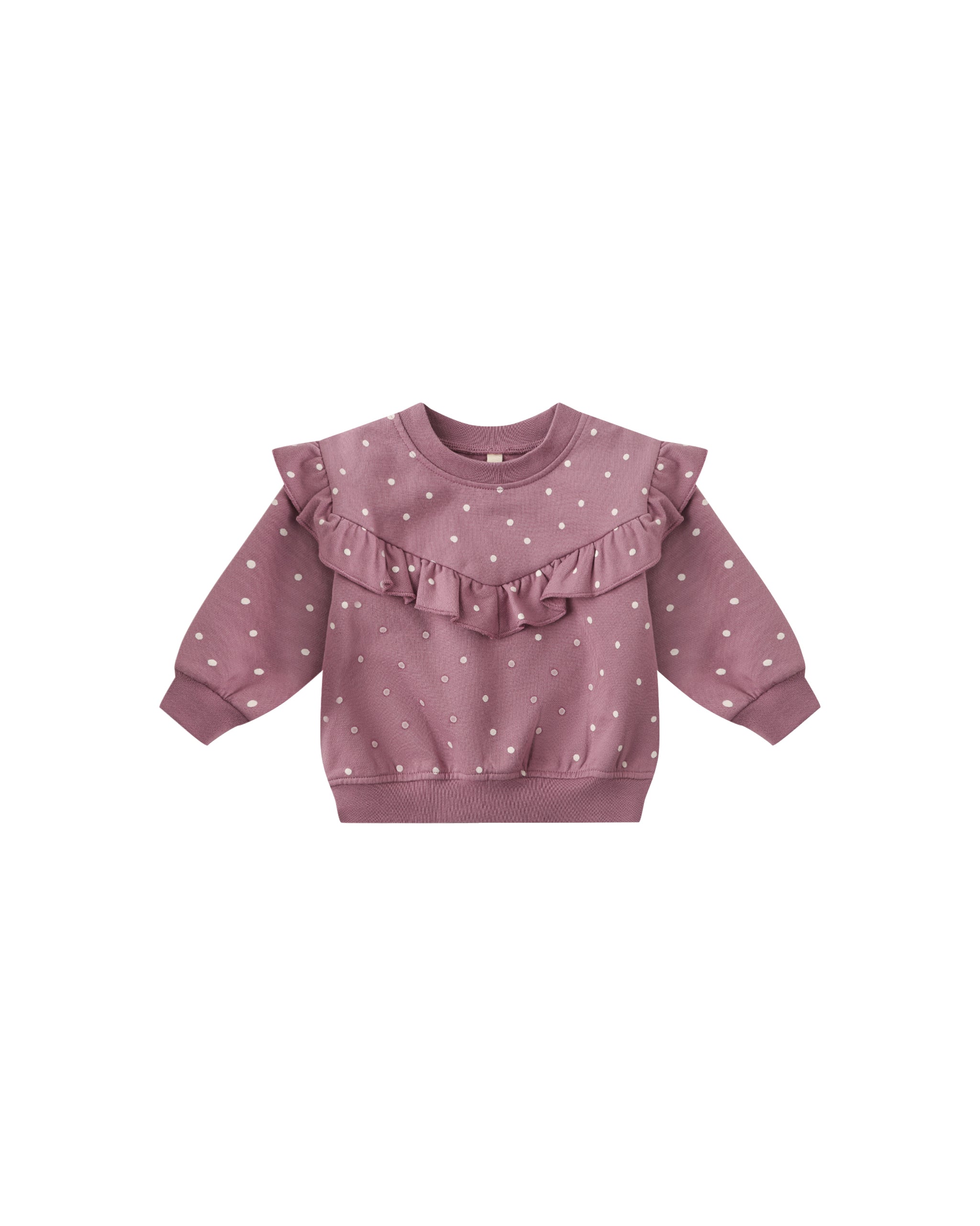Quincy Mae Ruffle Fleece Sweatshirt - Polka Dots