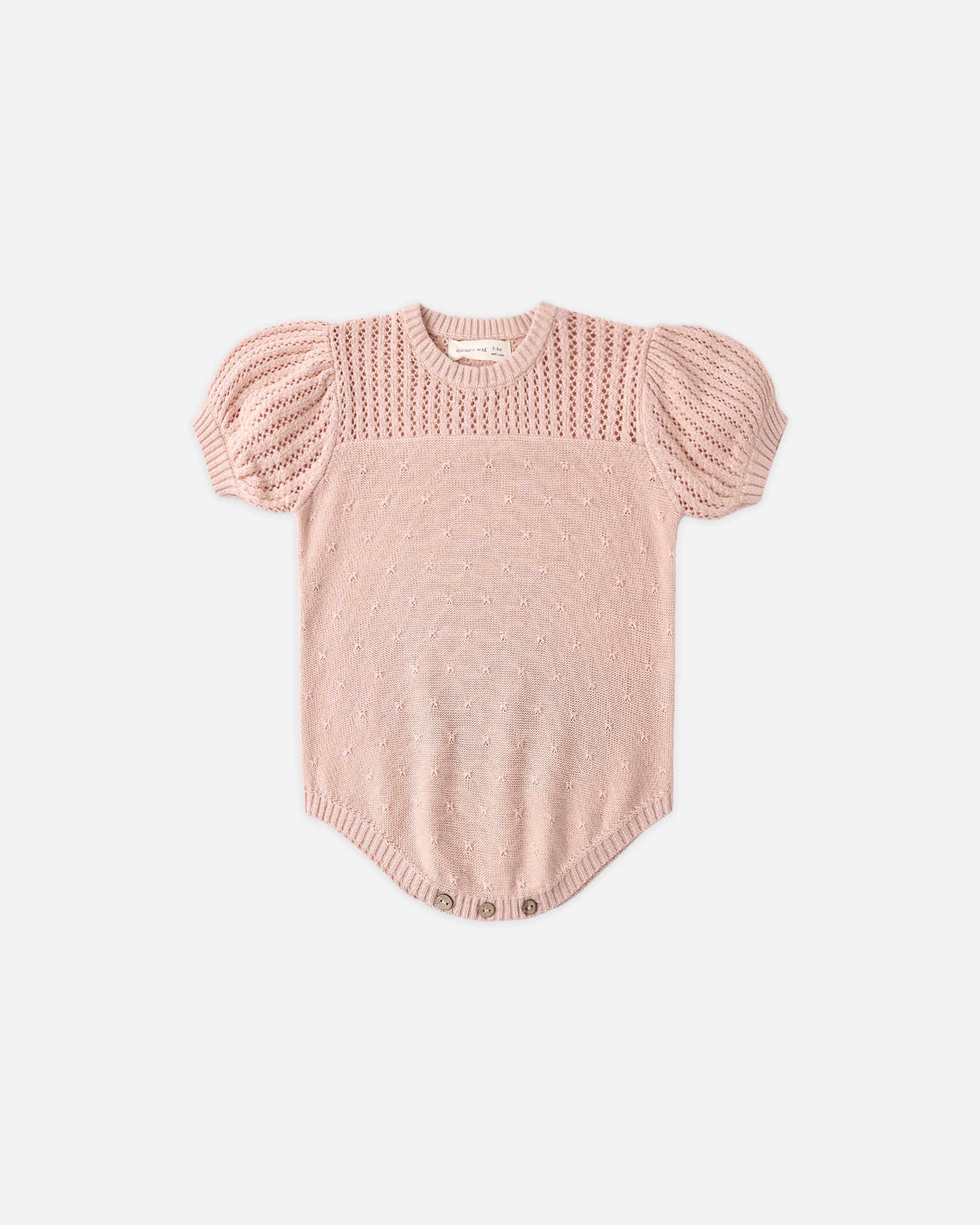 Quincy Mae Pointelle Knit Romper - Melon