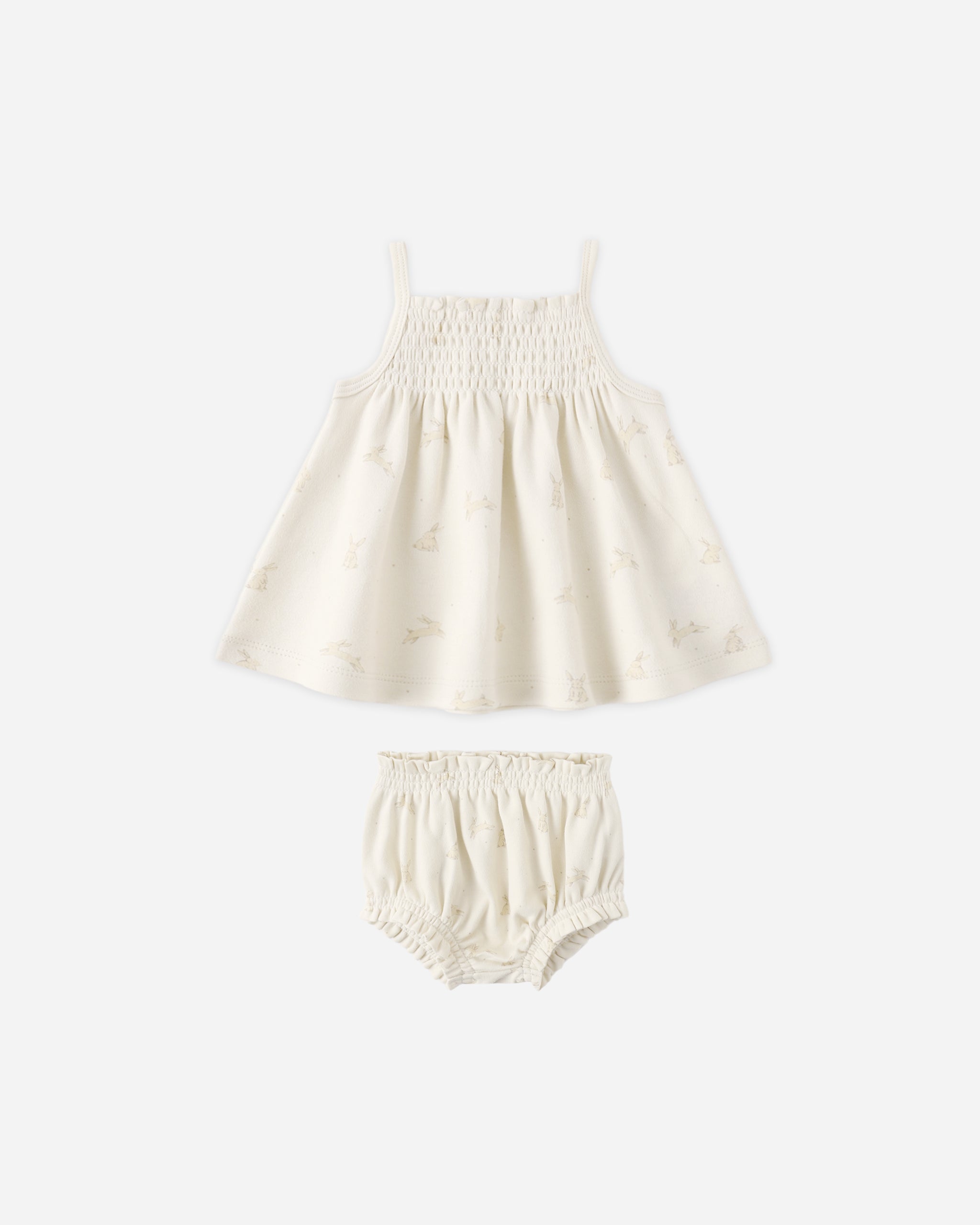 Quincy Mae Smocked Tank + Bloomer Set - Bunnies
