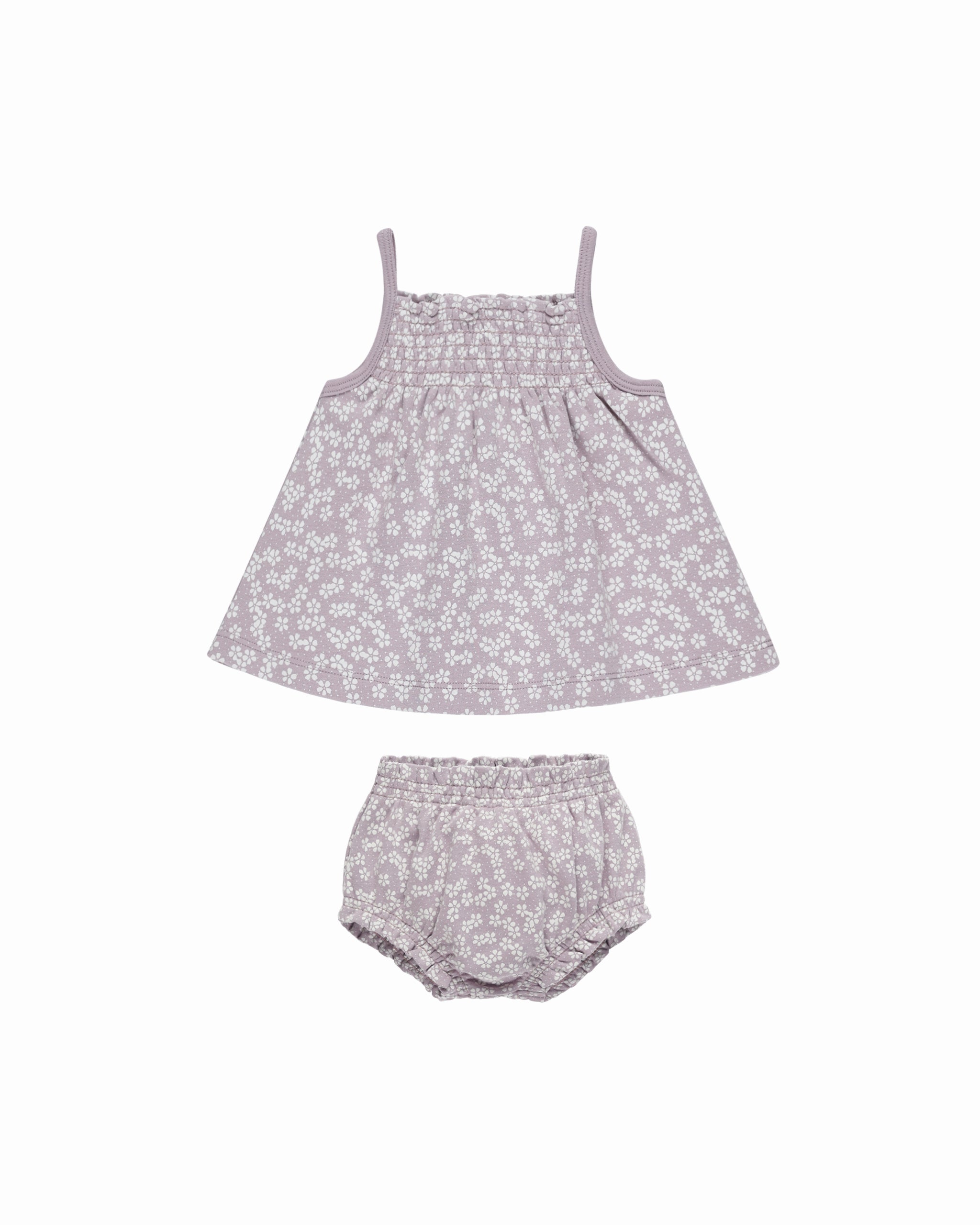 Quincy Mae Smocked Tank + Bloomer Set - Lavender Ditsy