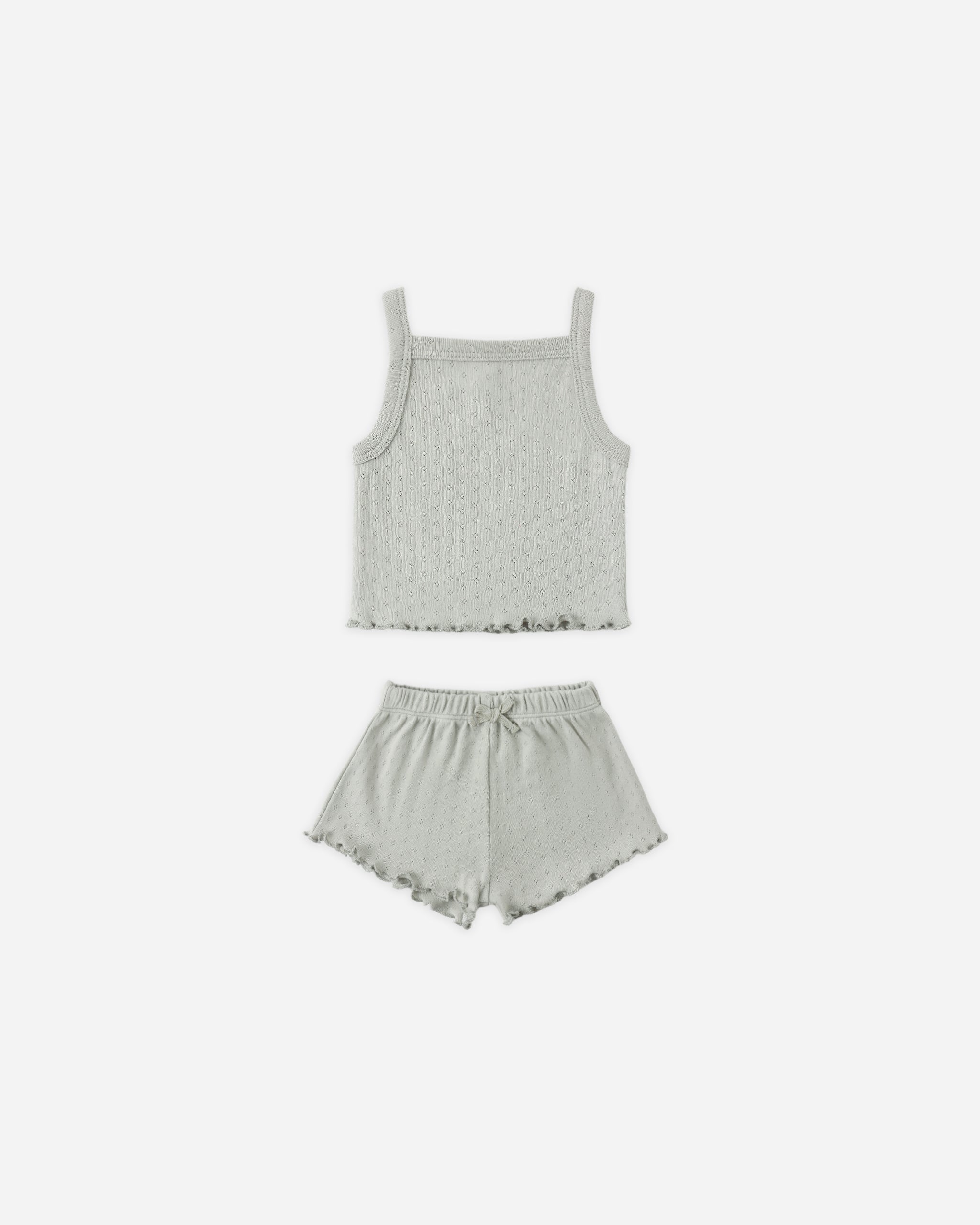 Quincy Mae Pointelle Tank + Shortie Set - Sage