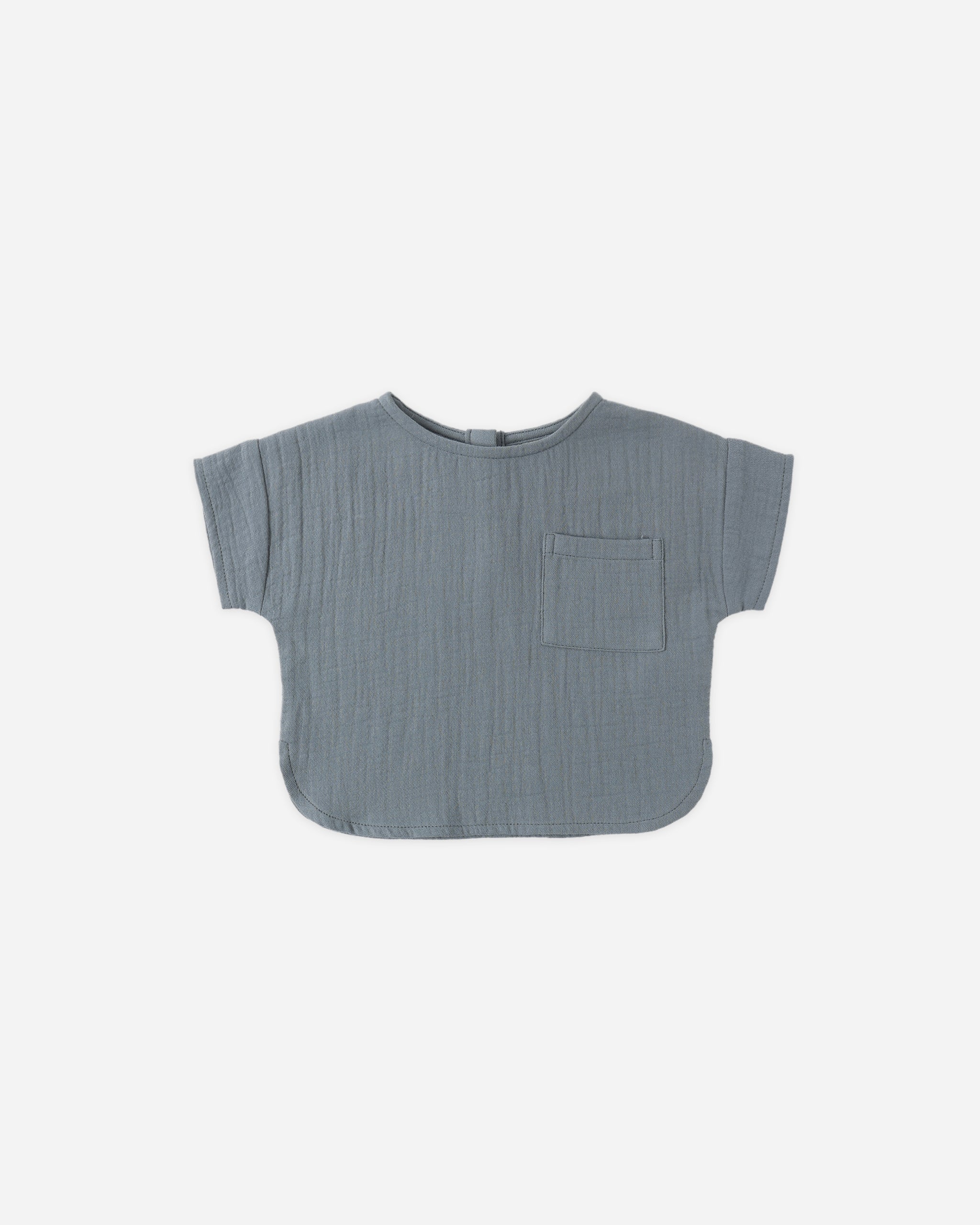 Quincy Mae Woven Boxy Top - Ocean