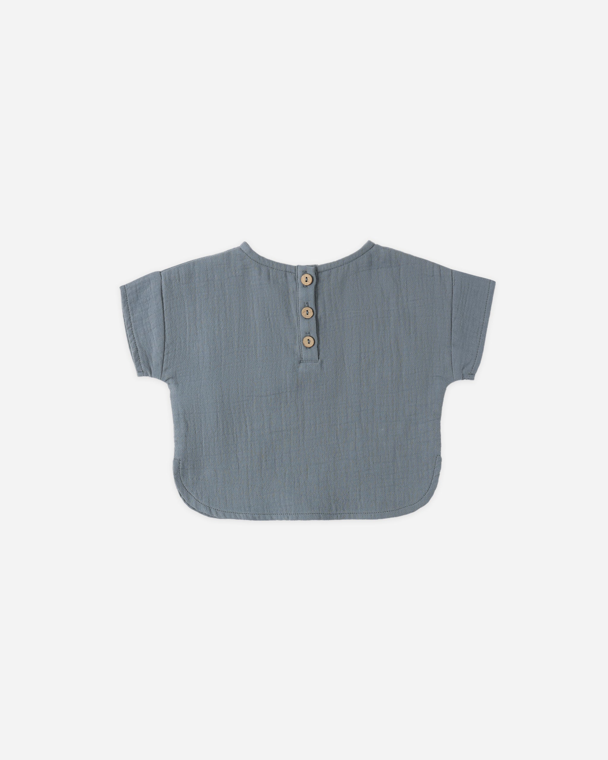 Quincy Mae Woven Boxy Top - Ocean