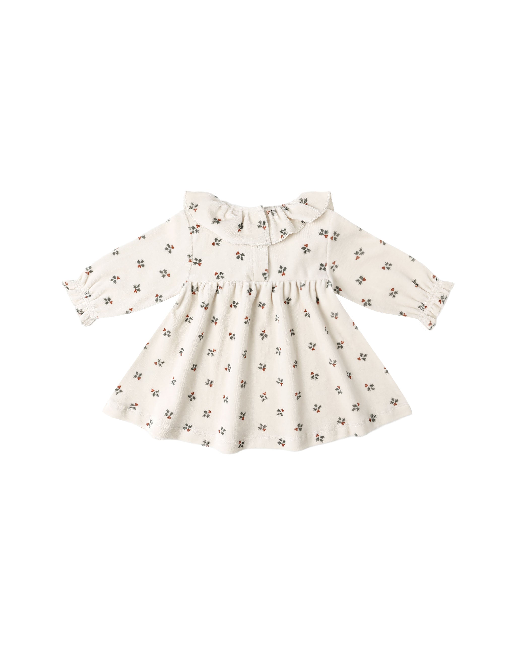 Quincy Mae Velour Baby Dress - Holly Berry