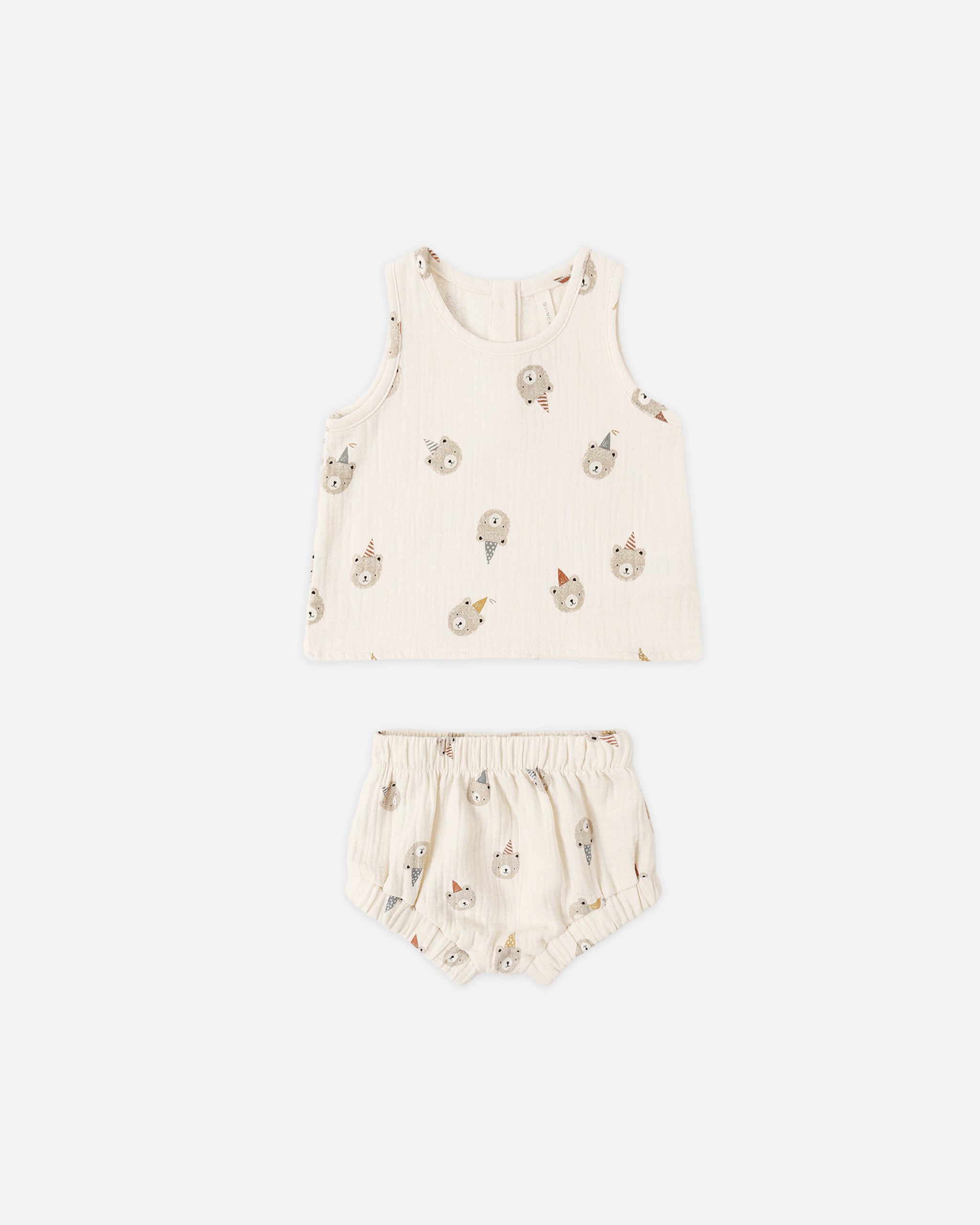 Quincy Mae Woven Tank Set - Party Bears