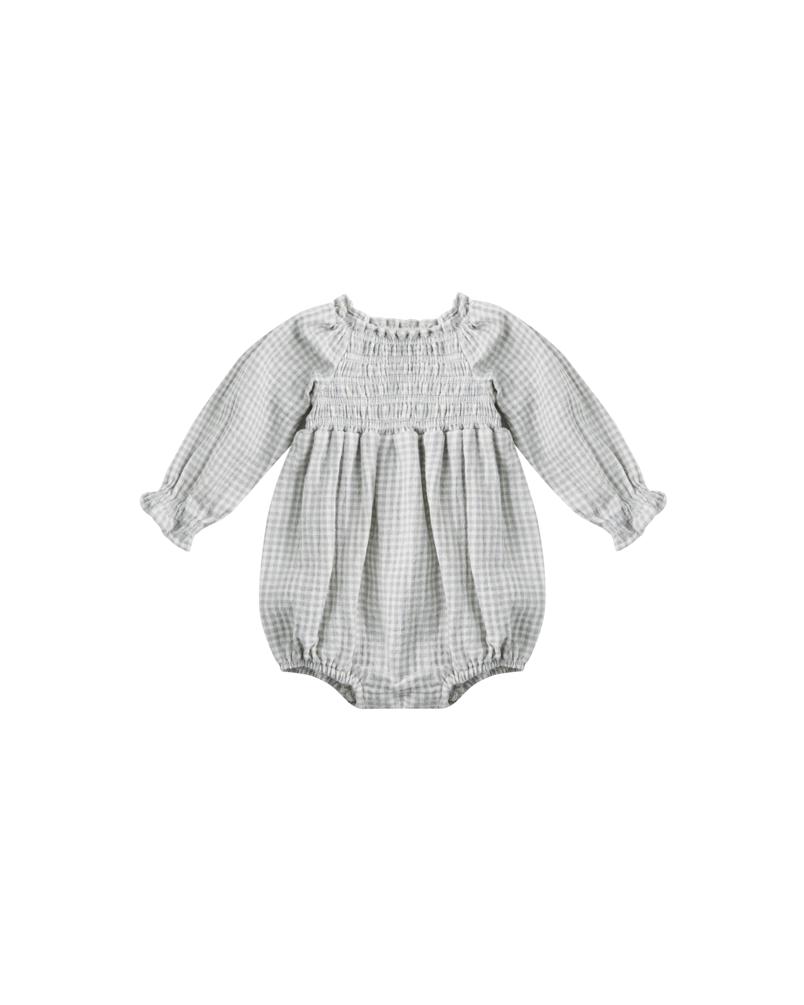 Quincy Mae Eden Romper - Blue Gingham