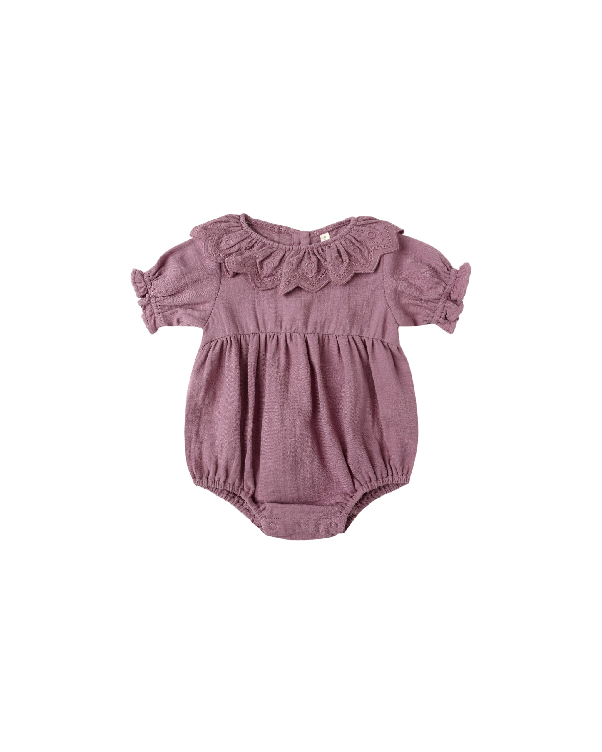 Quincy Mae Collared Romper - Mulberry