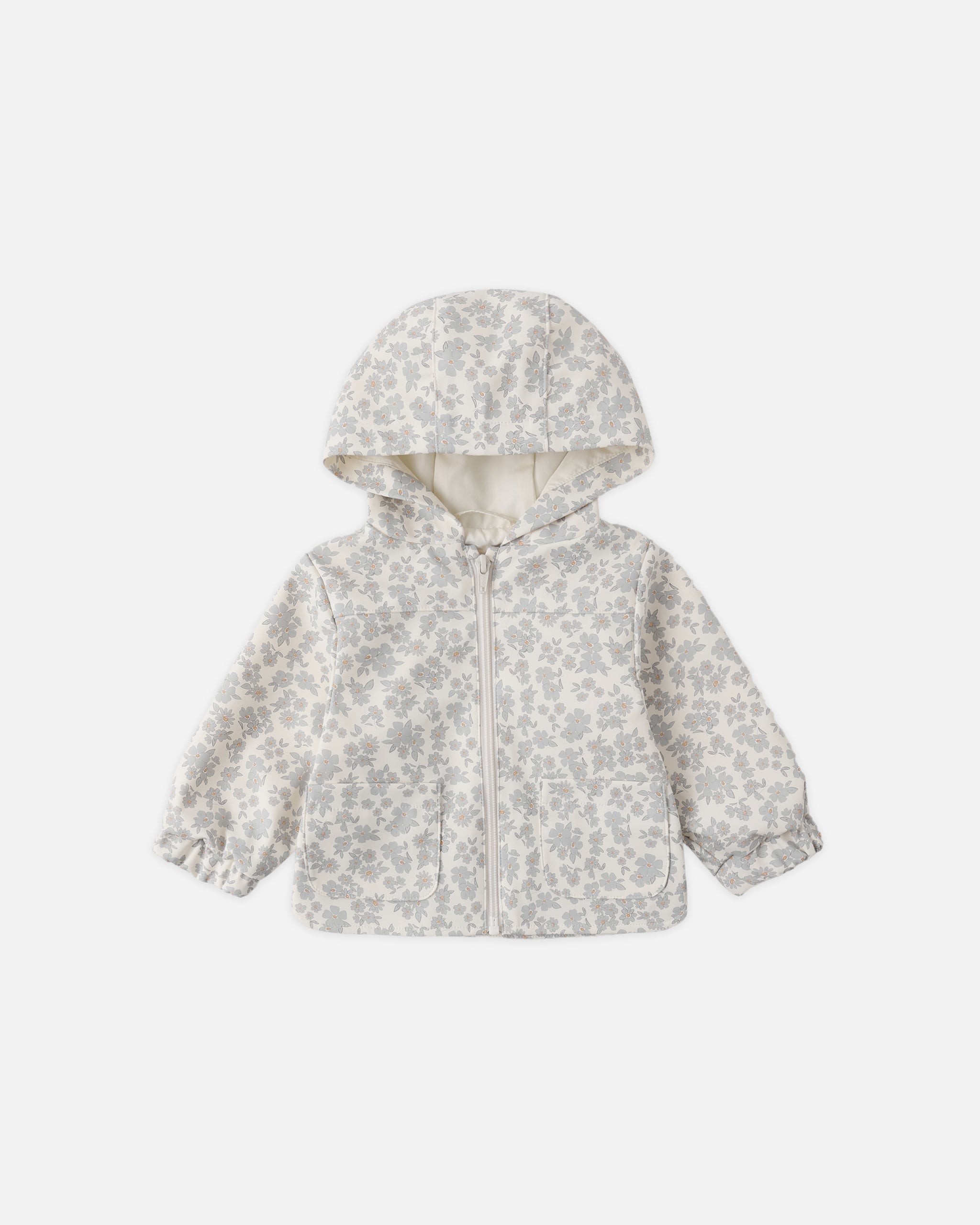 Quincy Mae Rain Coat - Blue Floral